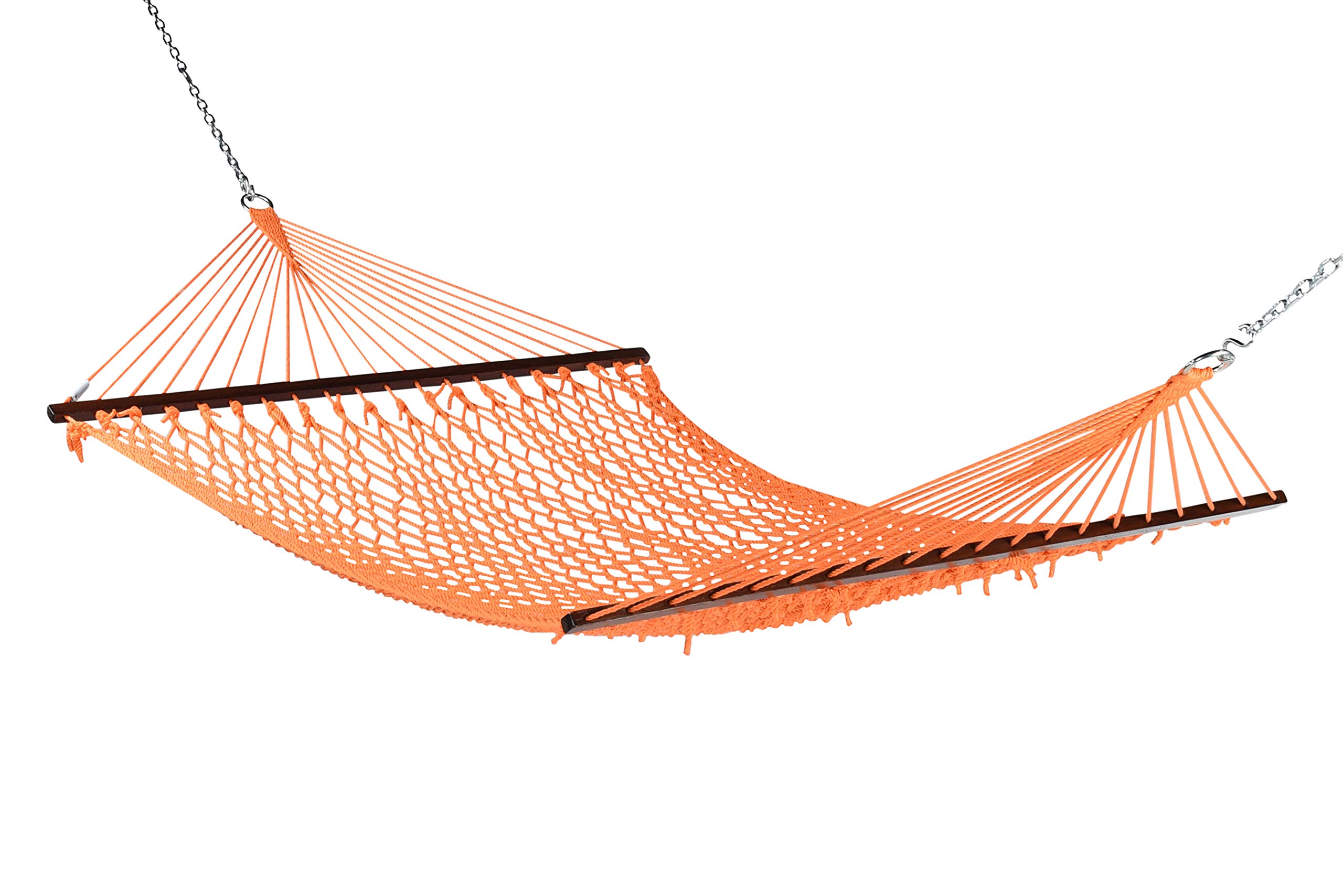 55-Inch Caribbean Rope Hammock - Soft-Spun Polyester Outdoor Swing Bed (Orange) - Perfect for Backyard, Beach, and Patio Relaxation