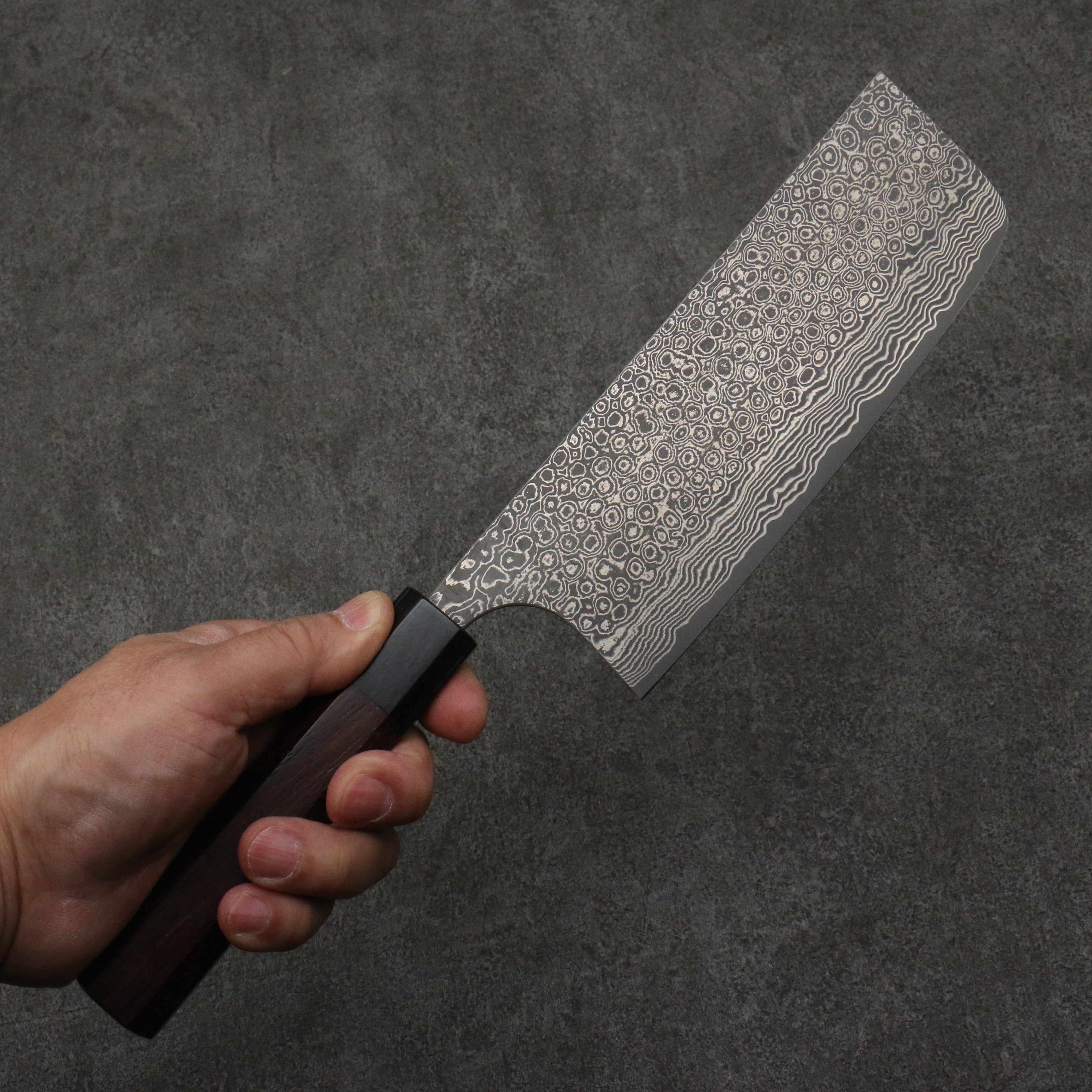 Masakage Kumo VG10 Damascus Nakiri Knife 165mm - Japanese Chef Knife with Rosewood Handle - Perfect for Slicing Vegetables, Herbs & Sushi Preparation