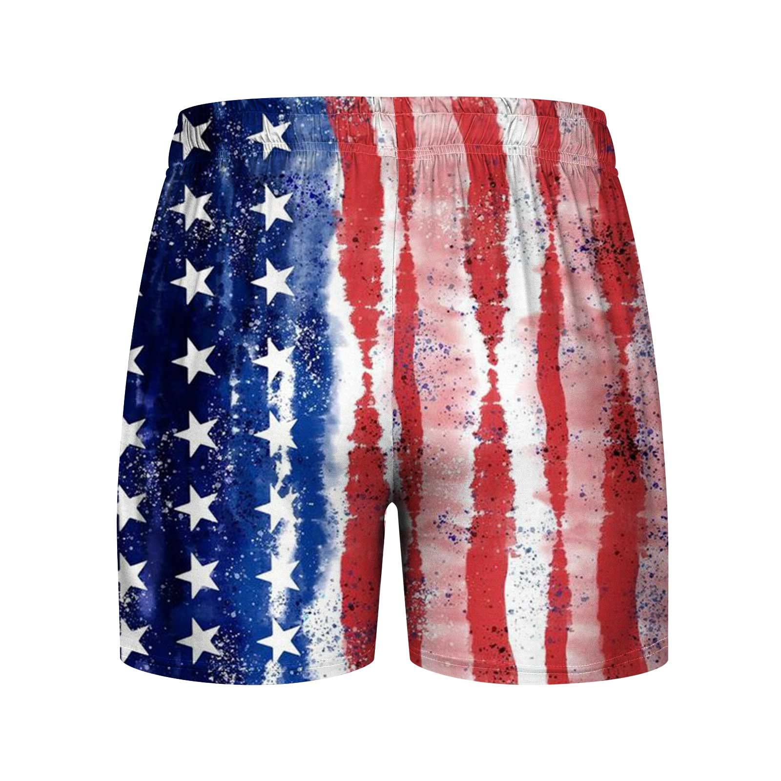 **Men's American Flag Athletic Shorts - Casual Distressed Patriotic Board Shorts for 4th of July, Summer & Beach - Perfect for BBQs, Pool Parties & Outdoor Activities**