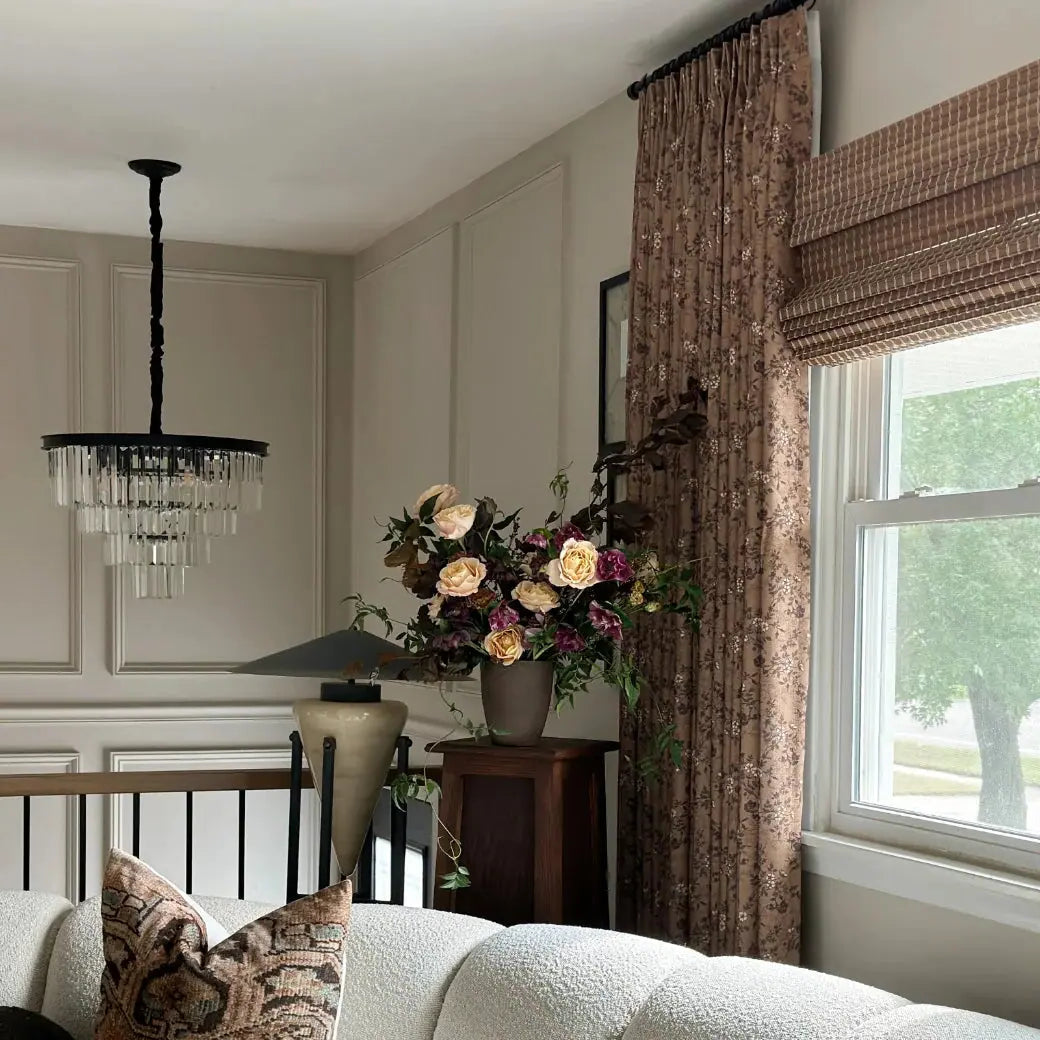 Elegant Sara Le Print Linen Drapery Pleated Curtains - Soft Textured Window Treatments for Living Room & Bedroom Decor