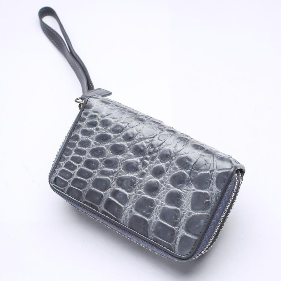 Premium Light Gray Genuine Crocodile Leather Wallet for Men - Slim RFID Blocking Bifold Wallet with Money Clip - Perfect for Business, Travel & Everyday Use