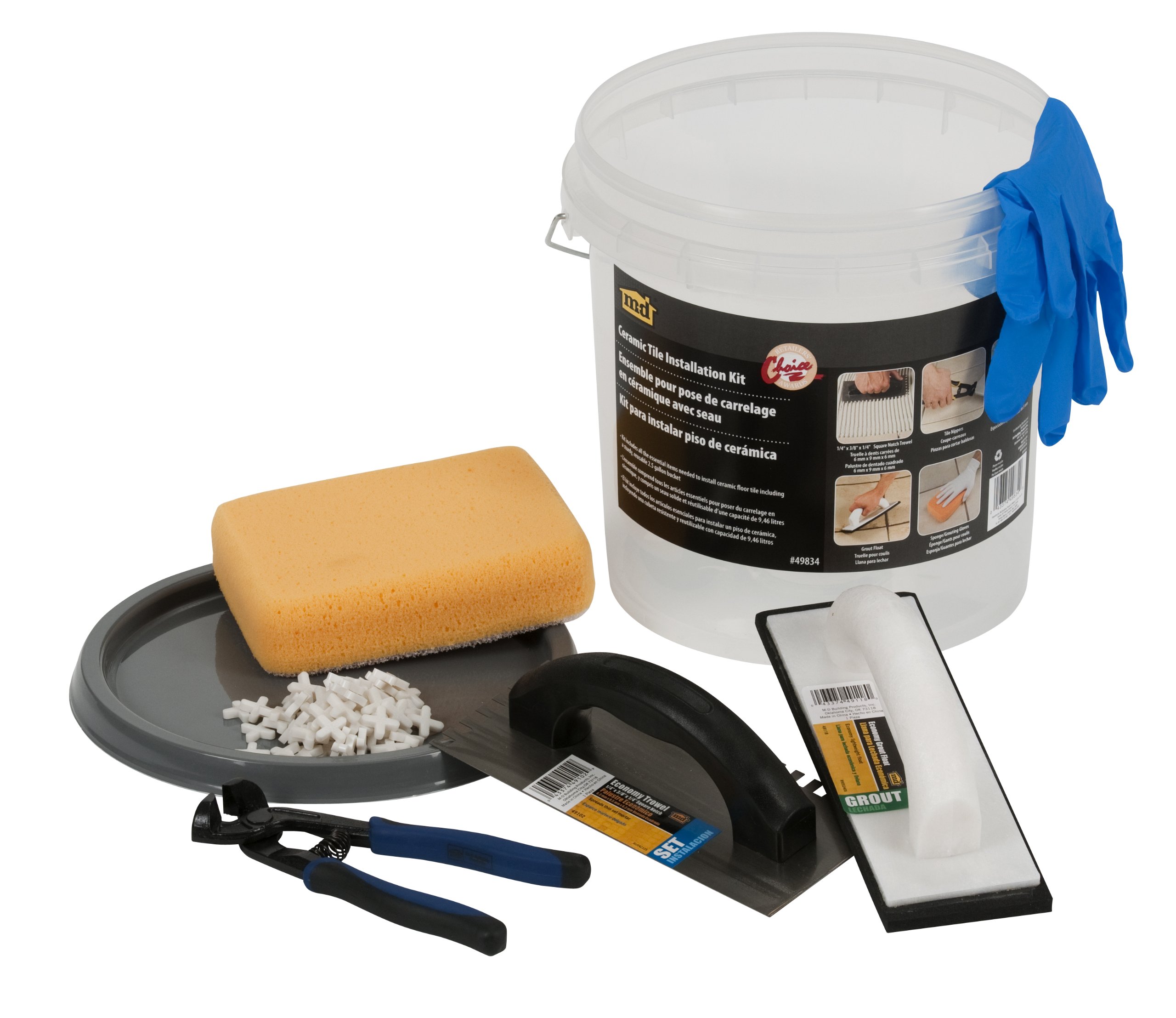 M-D Building Products 49834 Ceramic Tile Bucket Kit - Professional Tile Installation Tools for DIY & Contractors - Perfect for Bathroom, Kitchen & Floor Tile Projects