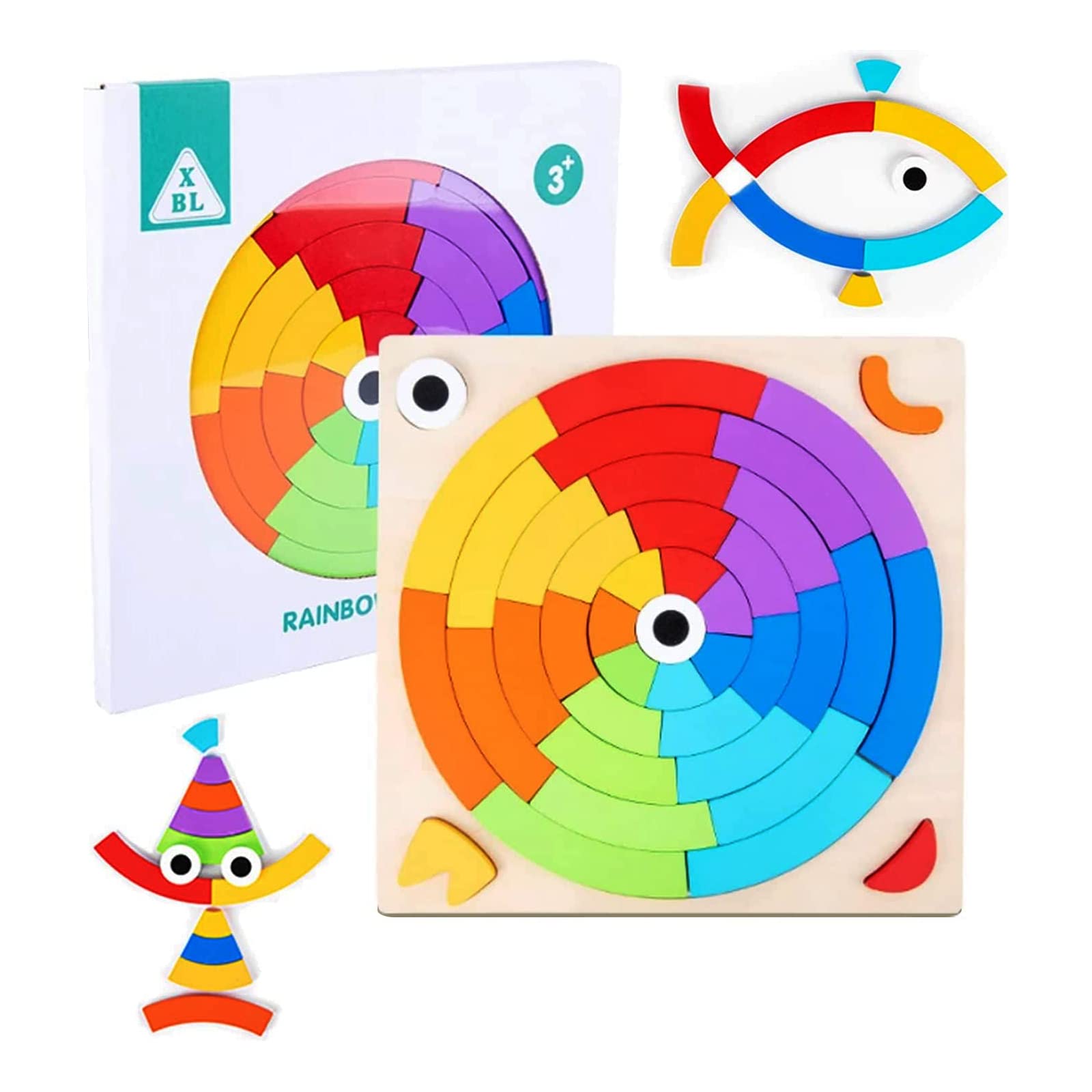 Sizkii Wooden Rainbow Building Blocks Set - Montessori Educational Stacking Toy for Toddlers & Preschoolers | Creative Learning, Color Matching & Fine Motor Skills Development | Perfect for Playtime, Classroom & Homeschooling Activities