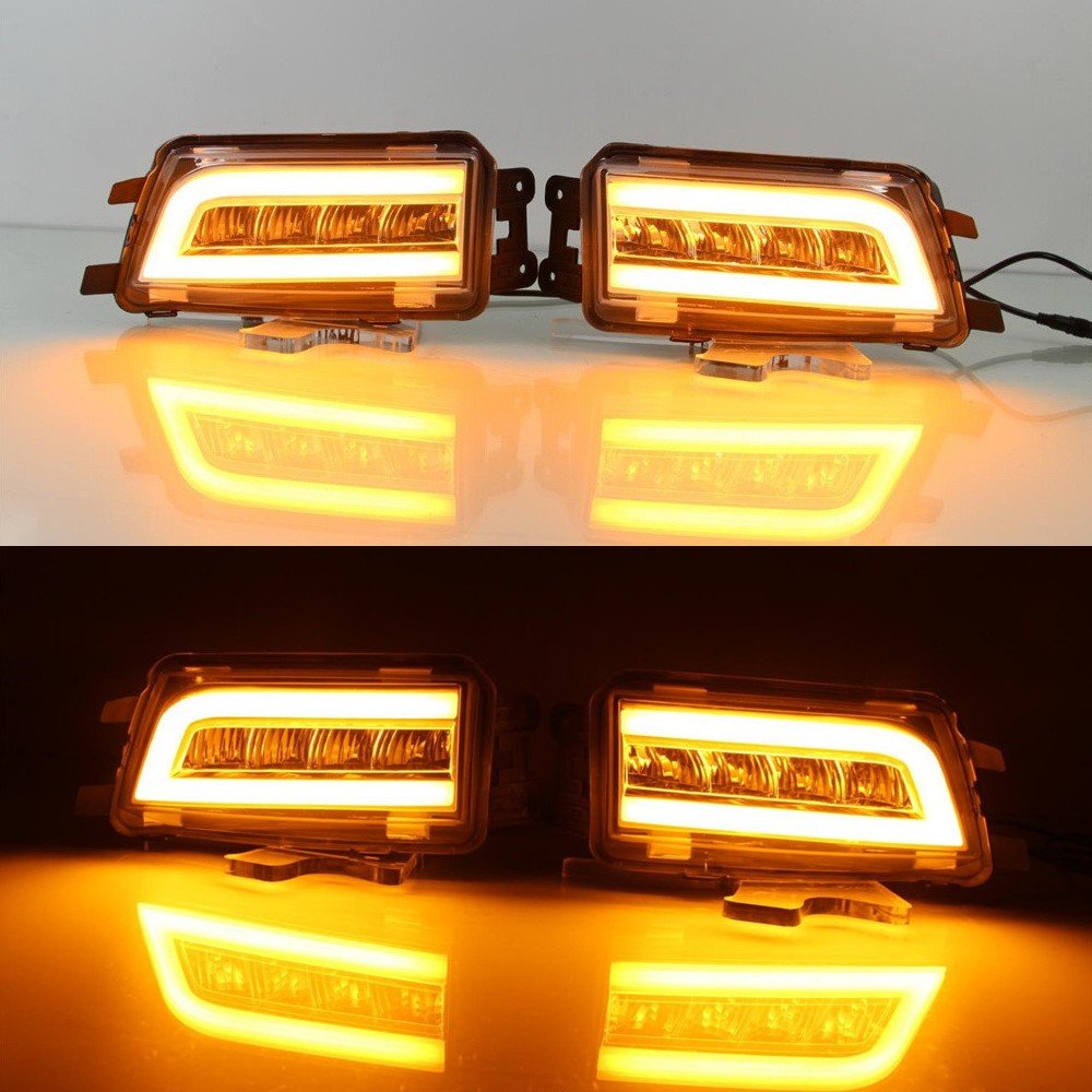 Volkswagen Passat 2016-2017 LED Daytime Running Lights (DRL) with Yellow Turn Signal - Durable Fog Lamps for Enhanced Visibility & Safety - Perfect for Night Driving and Low Visibility Conditions