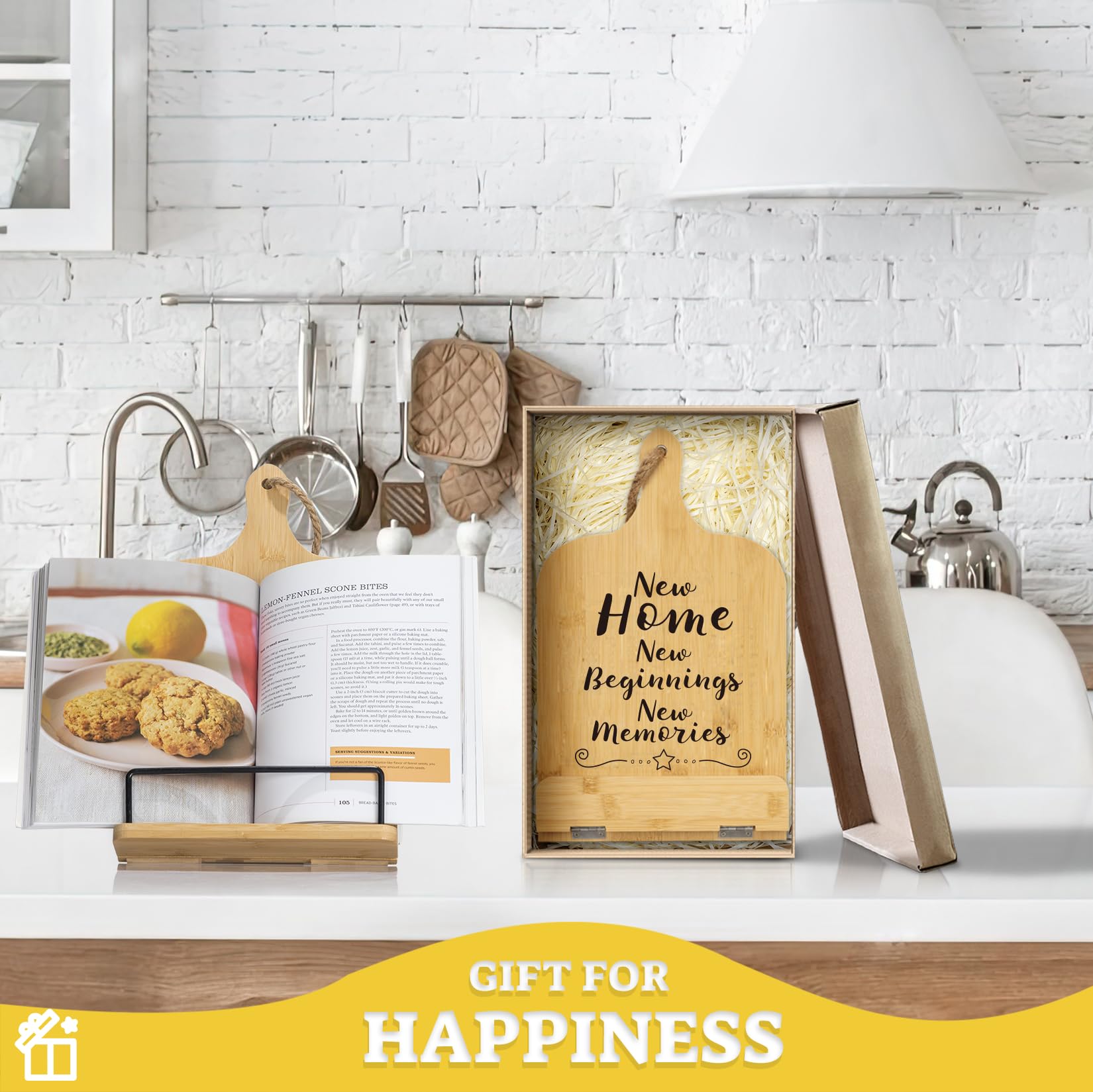 New Home Gift Cookbook Stand - Perfect Housewarming & Kitchen Gift for Women - Ideal for Cooking & Recipe Display