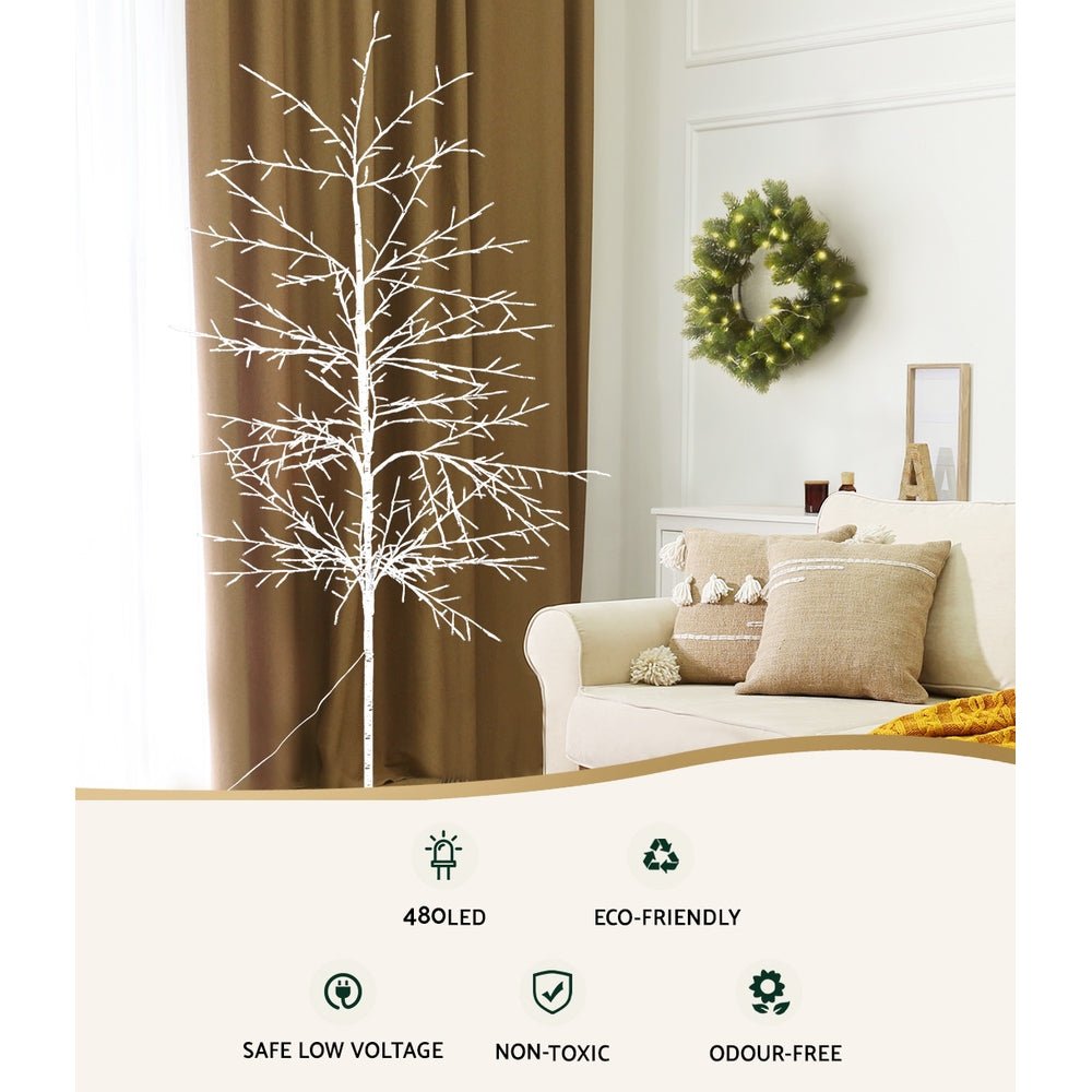 2.1M (7ft) Pre-Lit Christmas Tree with 480 Warm White LED Lights - Perfect for Indoor Holiday Decorations & Festive Home Decor