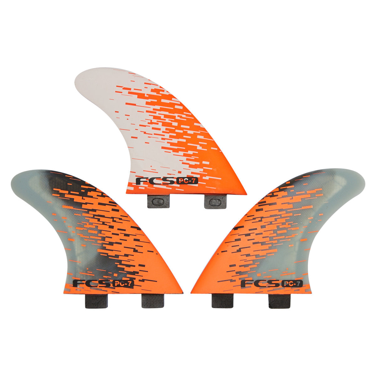 FCS THRUSTER PC Smoke Tri 2 Tab Large - Orange Smoke Surfboard Fins for Performance Surfing in Waves