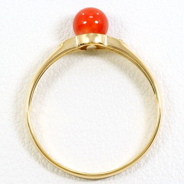 18K Yellow Gold Coral Diamond Ring for Women - Elegant Handmade Jewelry for Weddings, Anniversaries & Special Occasions