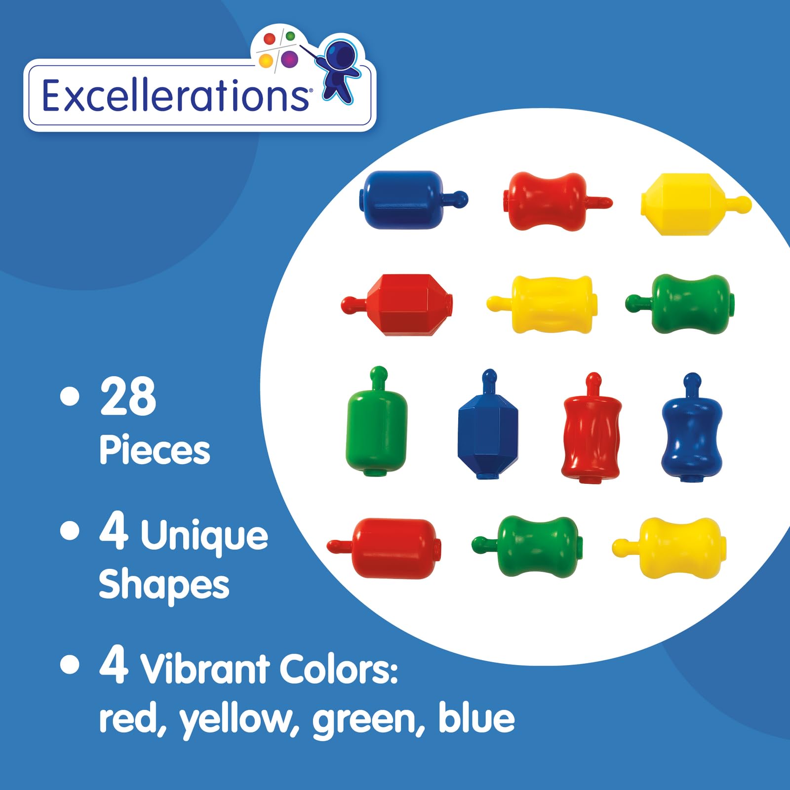 Excellerations Early STEM Learning Toy - 28-Piece Snap Lock Beads Set for Toddlers | Connecting & Linking Pop Beads in Storage Bin | Fine Motor Skills Development | Perfect for Preschool Classroom & Home Playtime
