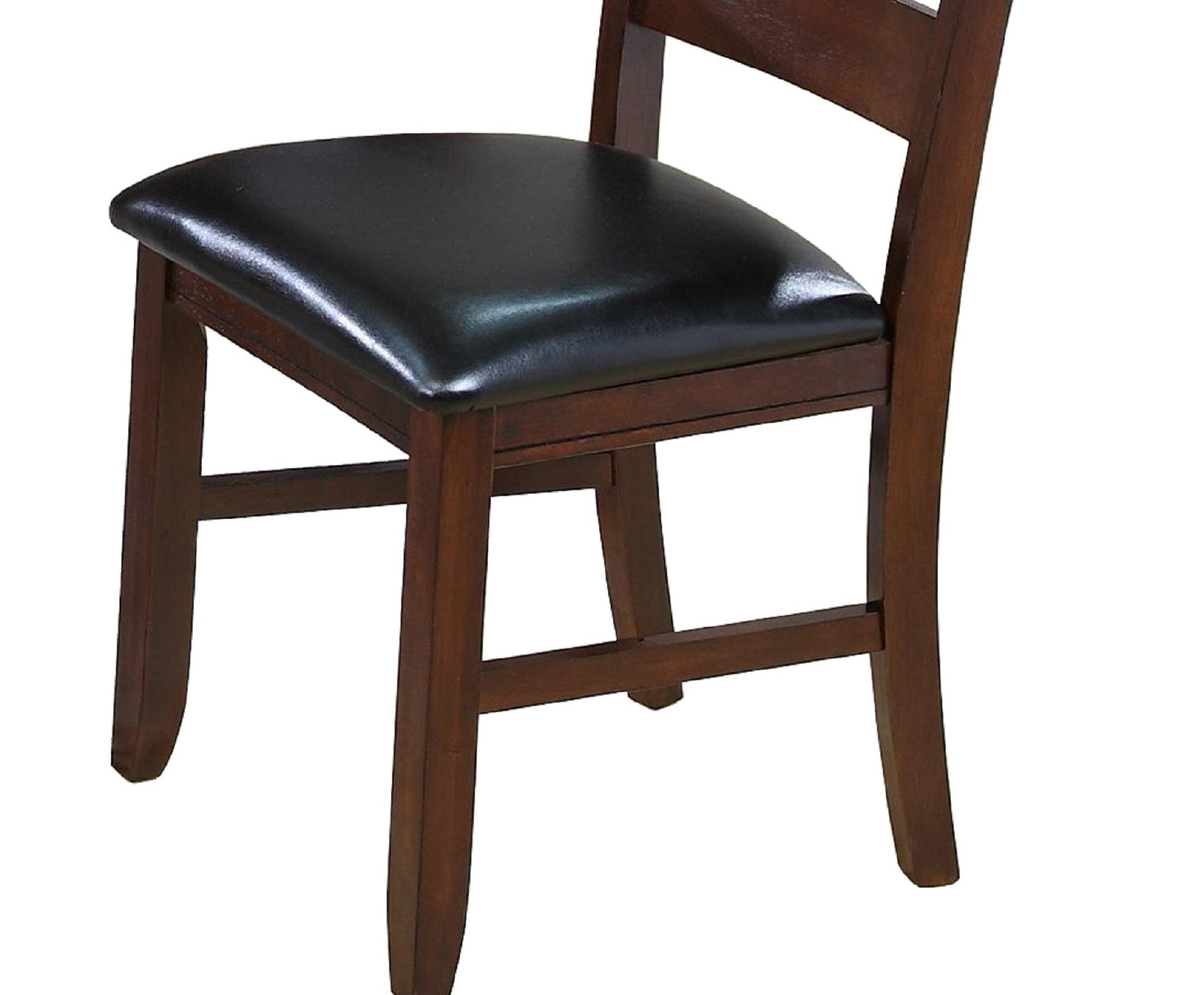 Modern Dining Chairs Set of 2 - Brown Espresso Finish Solid Wood with Faux Leather Cushions - Kitchen & Dining Room Furniture for Home, Restaurant, and Office Use