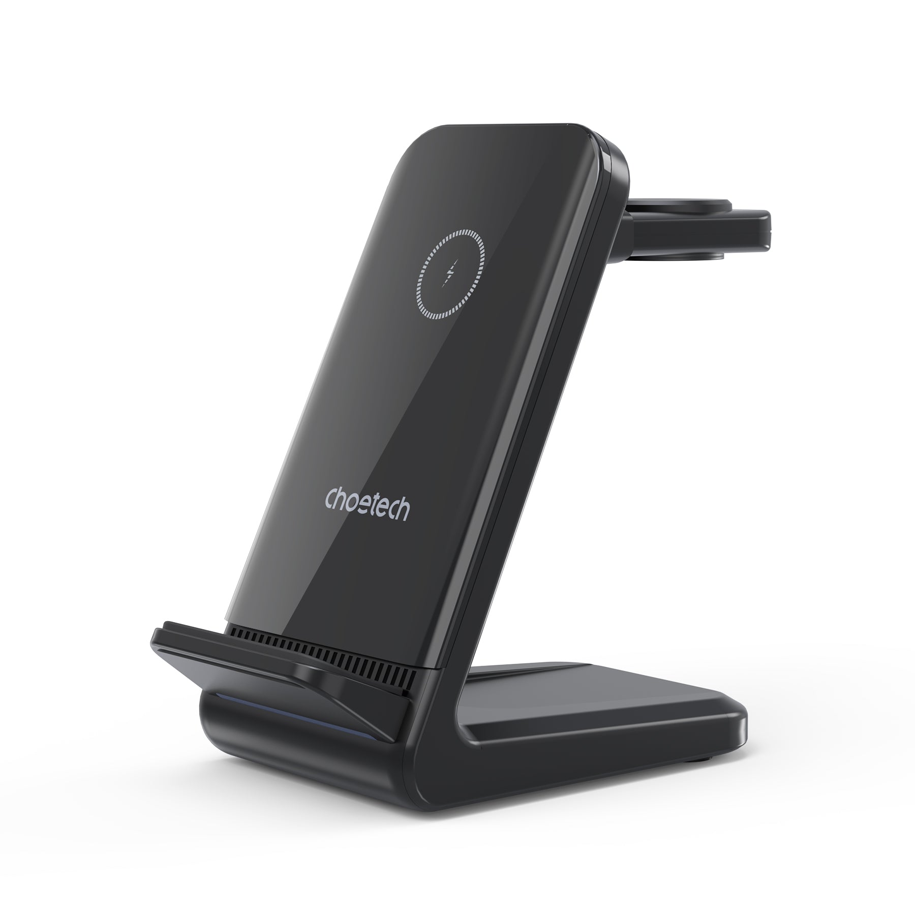 CHOETECH T608-F 3-in-1 Fast Wireless Charging Station - 15W Qi-Certified Charger for iPhone 15/14/13/12, Galaxy S23/S22, AirPods Pro - Nightstand Charging Dock for Bedroom, Office & Travel