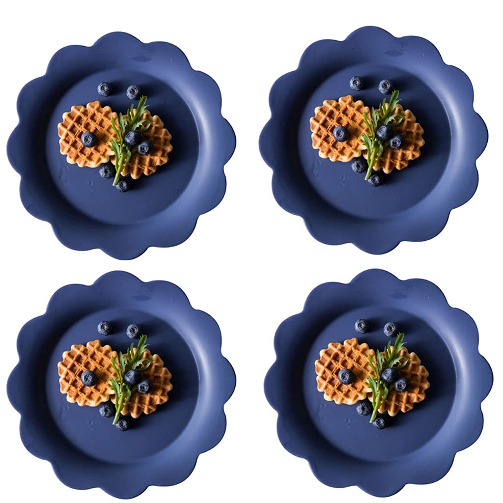 TOMYEUS 8-Inch Ceramic Dinner Plates Set of 4 - Matte Flower Design Salad, Steak & Dessert Plates - Microwave & Dishwasher Safe for Home Dining, Parties & Restaurant Use