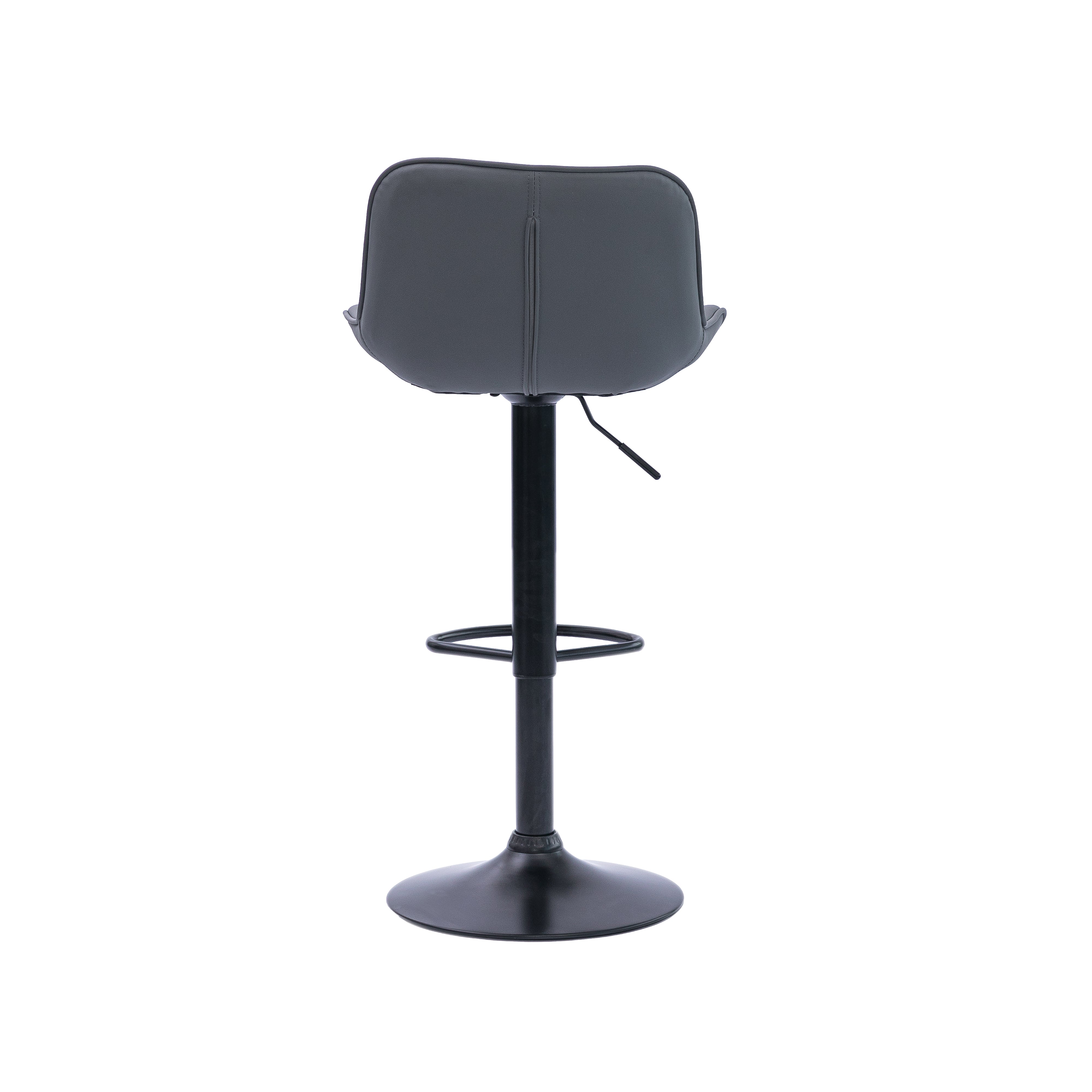 Urban Style Black Metal Bar Stools with Grey PU Seat - Adjustable Gas Lift Height - Set of 2 - Perfect for Kitchen Island, Home Bar & Dining Counter