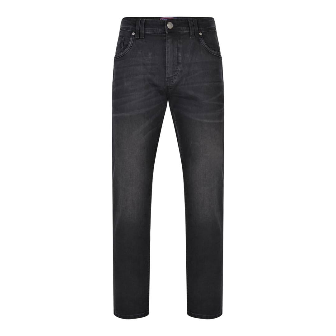KAM Men's Extra Tall Soft Stretch Slim Fit Washed Black Jeans - Comfortable & Stylish for Work, Casual Wear & Night Out (Ortega)