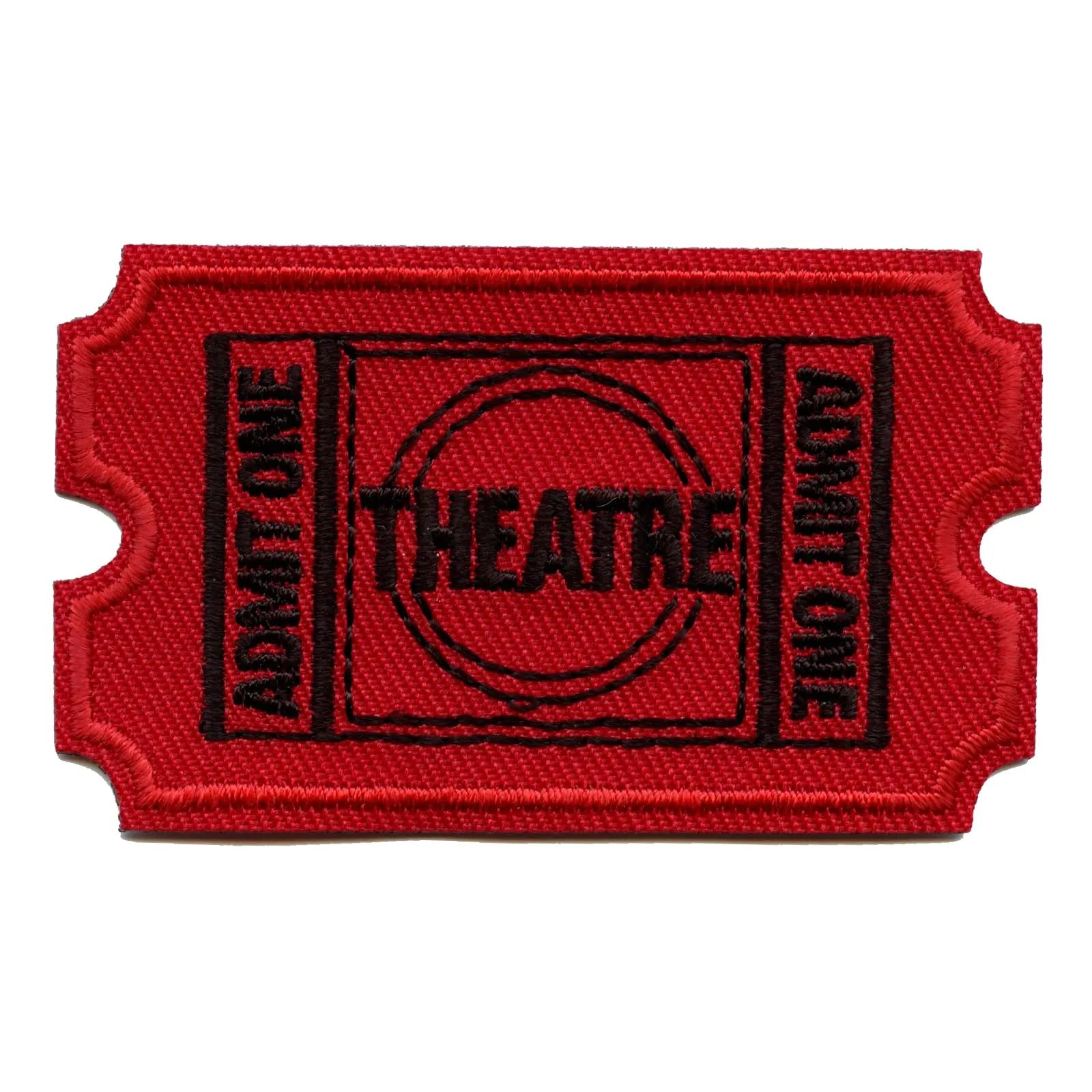Admit One Movie Theatre Ticket Patch - Embroidered Iron-On Film Patch for DIY Costumes, Jackets & Backpacks - Perfect for Cinema Lovers & Cosplay