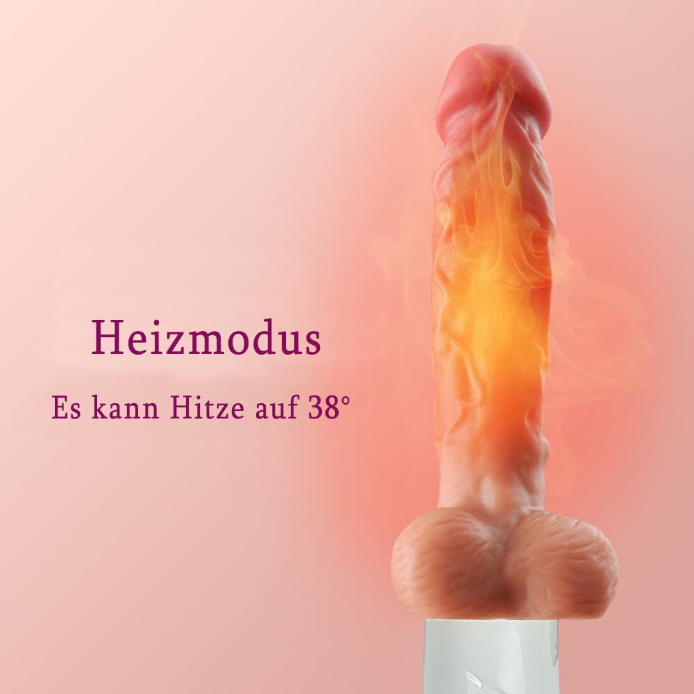 Realistic Silicone Dildo with Suction Cup - 10 Vibration Modes, Telescopic Push & Remote Control for Anal & Vaginal Stimulation | Powerful Sex Machine for Couples Play, Solo Pleasure & BDSM Exploration (Model RD11)