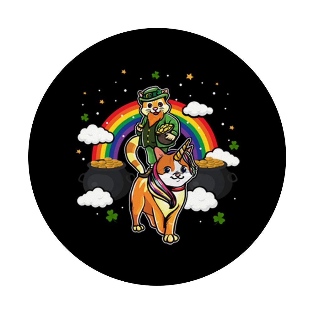 St. Patrick's Day Leprechaun Cat Caticorn PopSockets - Swappable PopGrip for iPhone & Samsung | Funny Irish Humor Phone Grip | Perfect for Parties, Travel & Daily Use