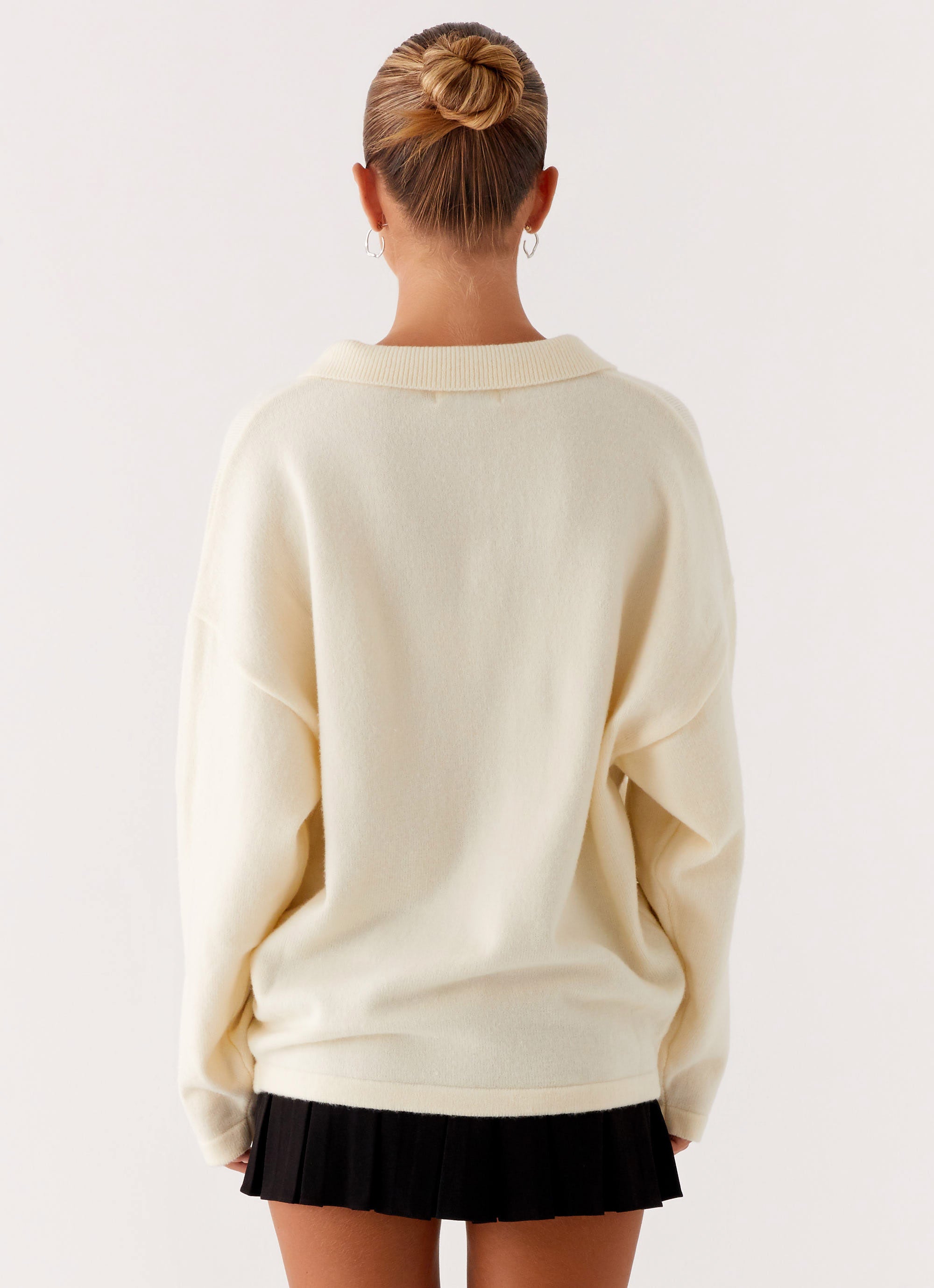 Dorian Button Knit Sweater Women's Ivory Pullover - Cozy Winter Cardigan for Casual Outfits & Office Wear