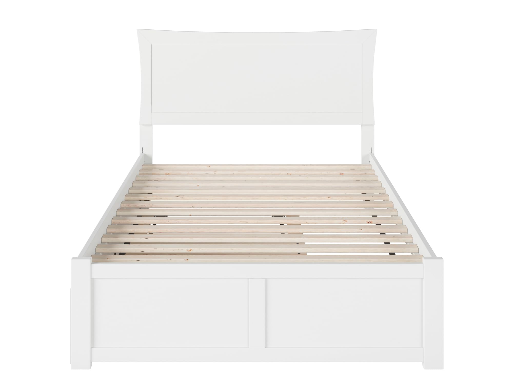 AFI Metro Full Platform Bed with Twin Trundle & USB Charger - White Queen Size Bed Frame for Small Spaces | Perfect for Guest Rooms, Kids Rooms & Studio Apartments