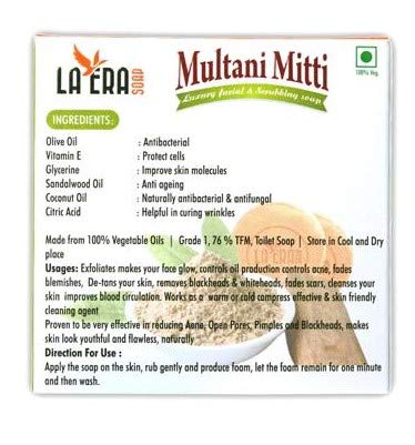 LA ERA Multani Mitti Luxury Facial & Body Scrub Soap (4 x 100g) Pack of 4 - Deep Cleansing & Exfoliating for Glowing Skin | Perfect for Daily Skincare & Spa Treatments