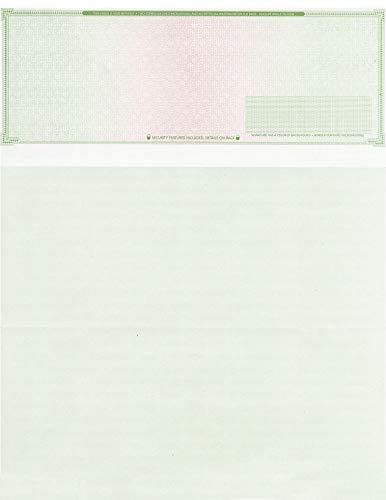 1000 Sheets High Security Blank Check Stock - 70# Check on Top Paper with Green/Red Mazed Pattern - Ideal for Business Banking, Payroll & Financial Transactions
