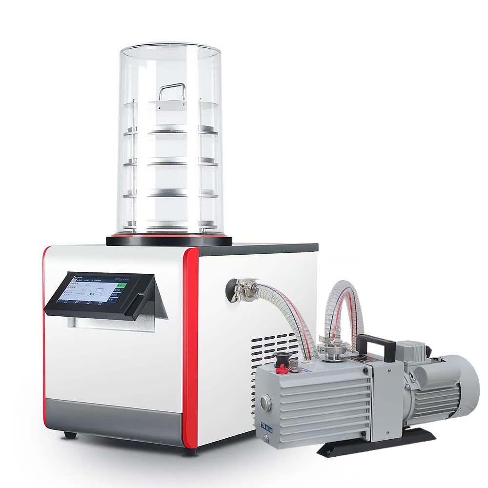 HNZXIB 0.12㎡ -60℃ Vacuum Freeze Dryer with Rotary Vane Pump | Compact Desktop Lyophilizer for Home & Lab Use | Perfect for Food Preservation, Pharmaceuticals & Biological Samples (110V)