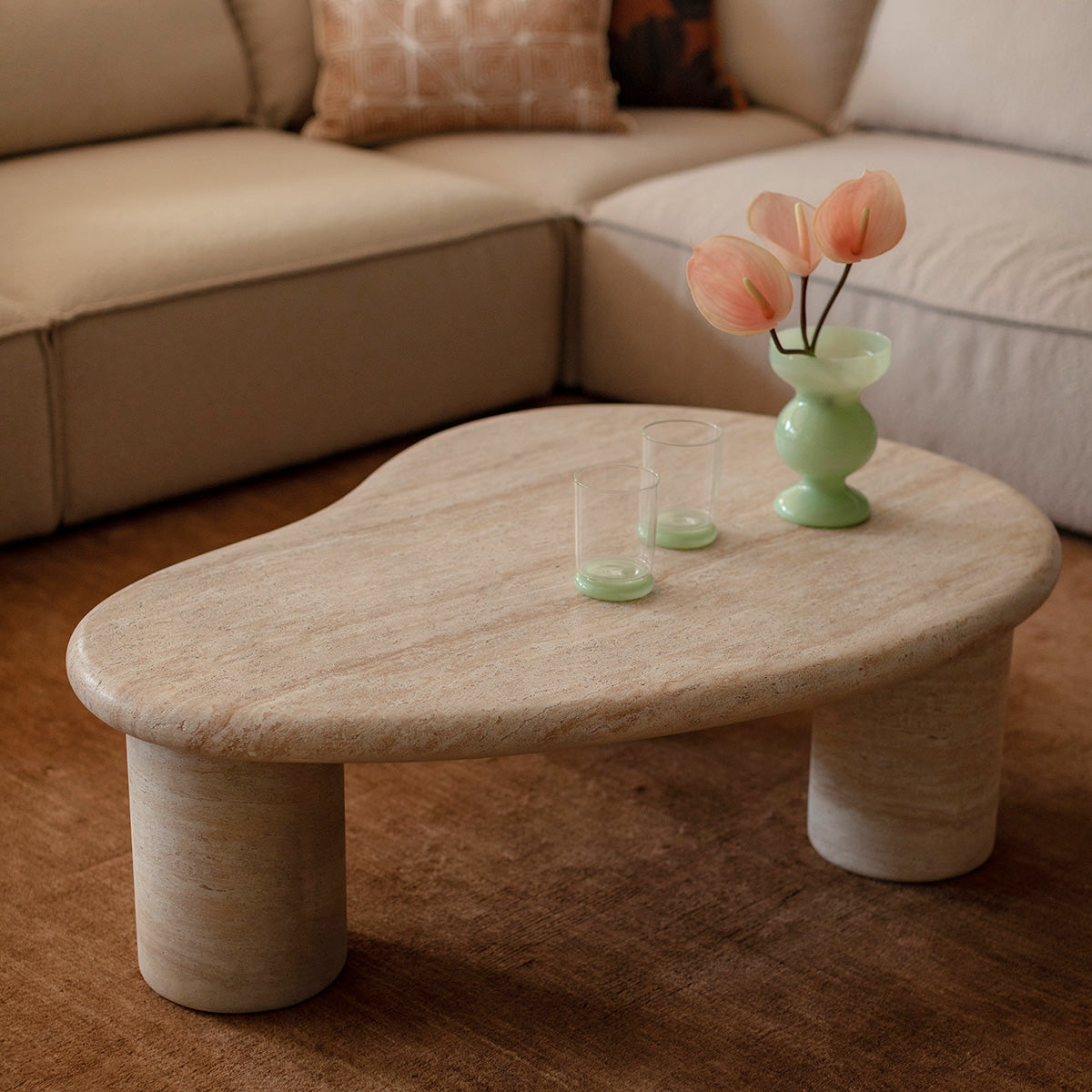 Azzurra Modern Travertine Coffee Table - Elegant Living Room Centerpiece for Home Decor & Entertaining