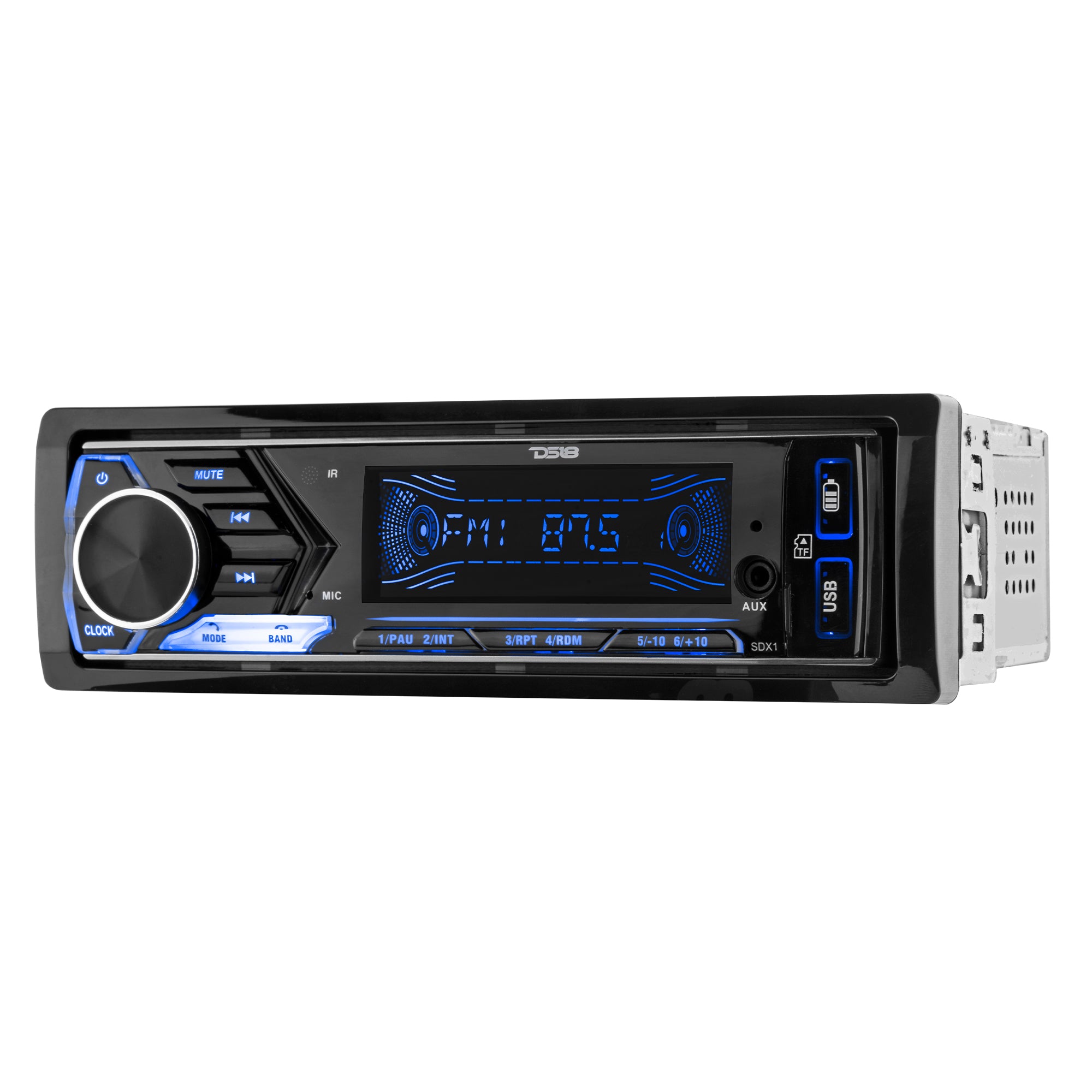 Single DIN Digital Media Receiver - Bluetooth, Dual USB, 7 Volt Preouts - Mechless Car Stereo for Seamless Music Streaming & Hands-Free Calling
