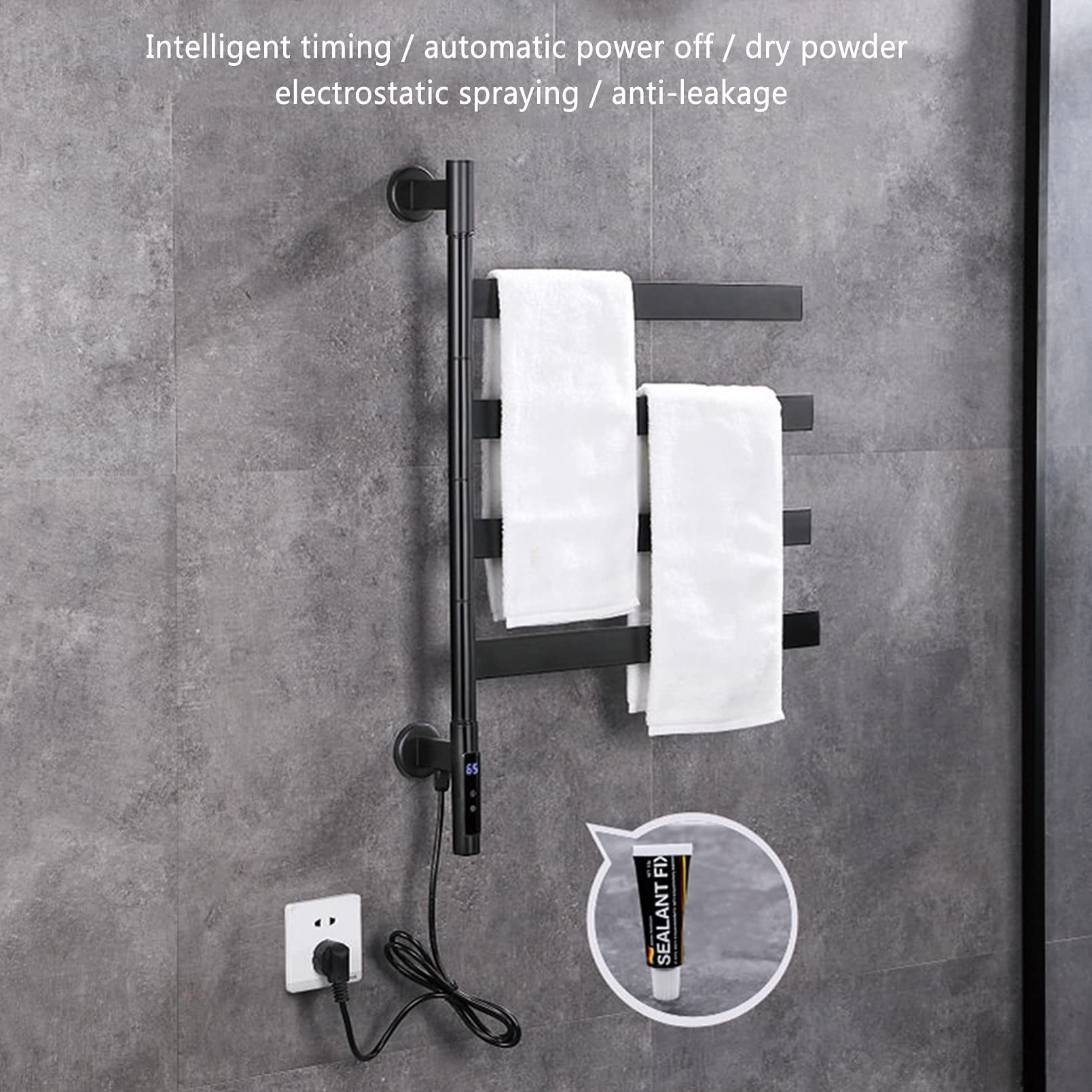 GGCG 140W Electric Heated Towel Warmer Rack - 4 Bar Stainless Steel Thermostatic Towel Warmer & Drying Rack for Bathroom, Wall Mounted Shower Holder (White) | Perfect for Spa-Like Luxury, Guest Bathrooms & Cozy Winter Mornings