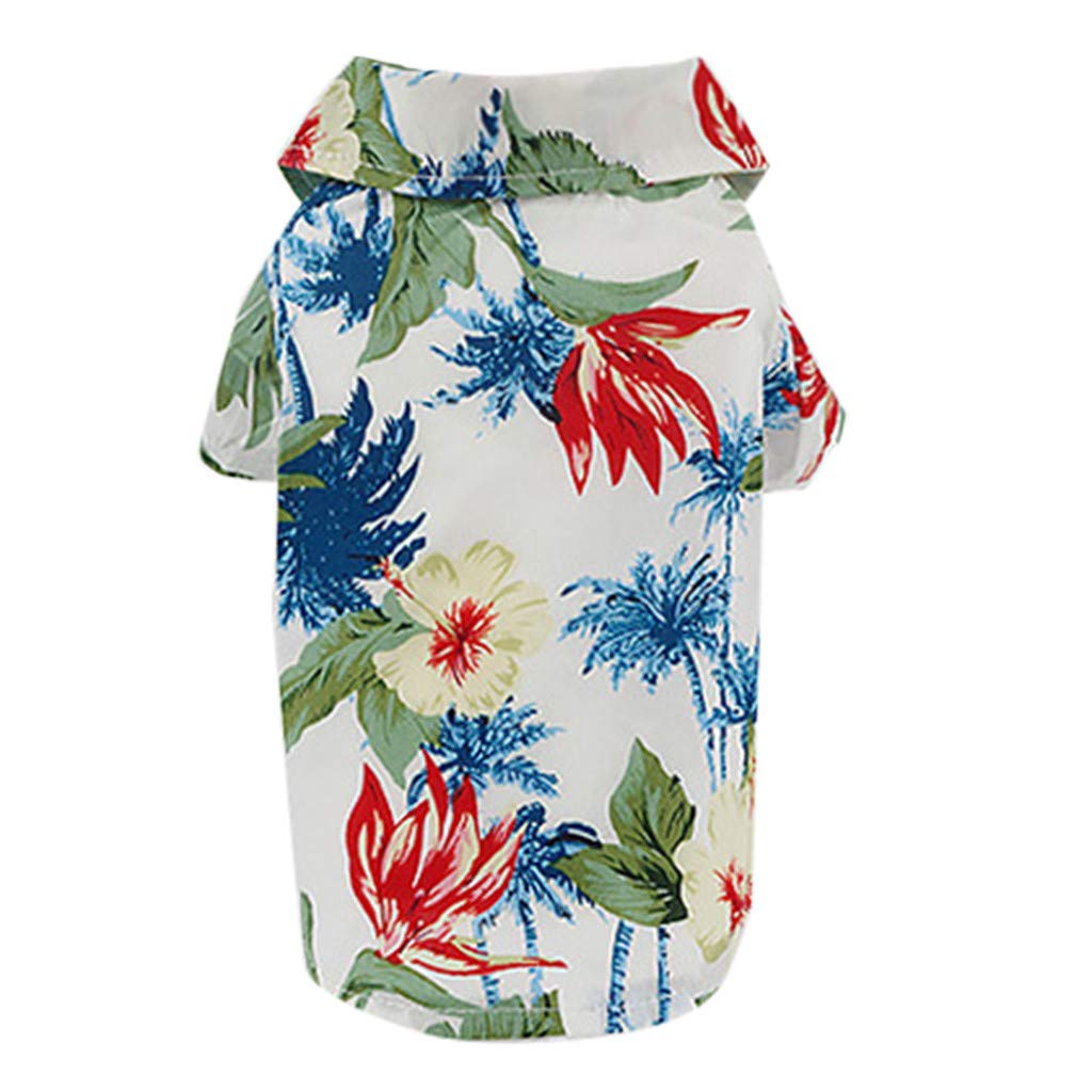Hawaiian Shirts for Small Dogs - Summer Pet Puppy Clothes with Leaves Pattern - Perfect for Beach, Vacation & Outdoor Adventures