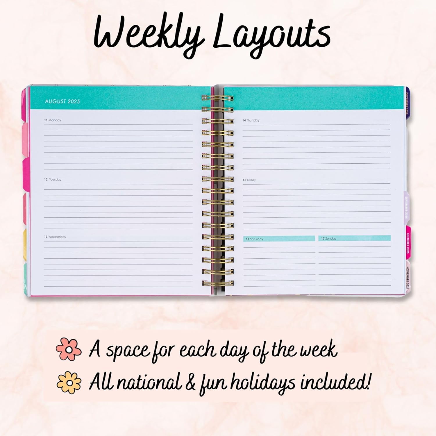 Votum 18-Month Large Academic Planner 2025-2026 (January 2025 - June 2026) - Daily Weekly Monthly Organizer with Twin-Ring Binding, Blue Floral Design, 3 Sticker Sheets & Notes Pages - Perfect for School, Work, College Students & Office Professionals