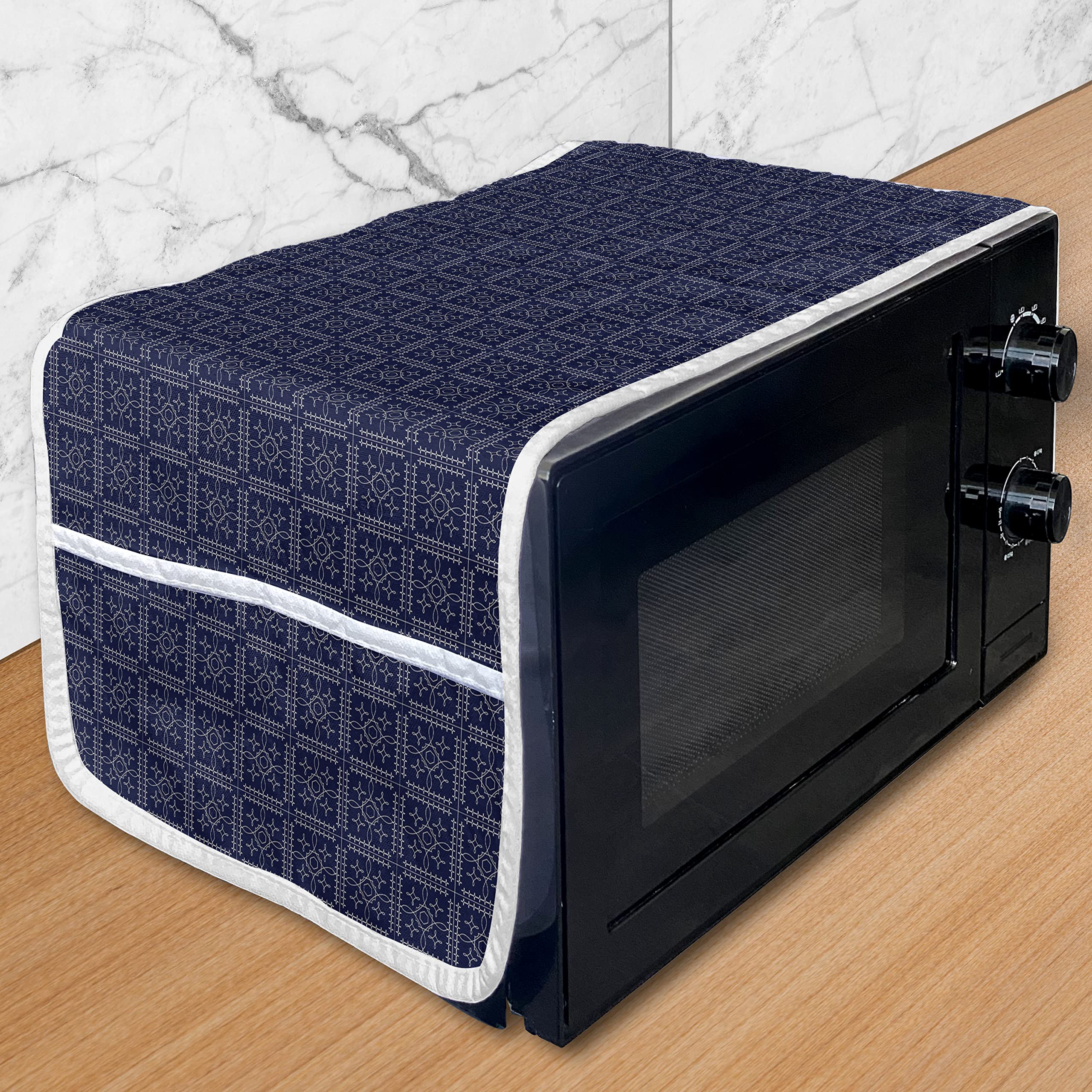 Ambesonne Abstract Geometry Microwave Oven Cover - Waterproof Kitchen Organizer with Pockets, 36