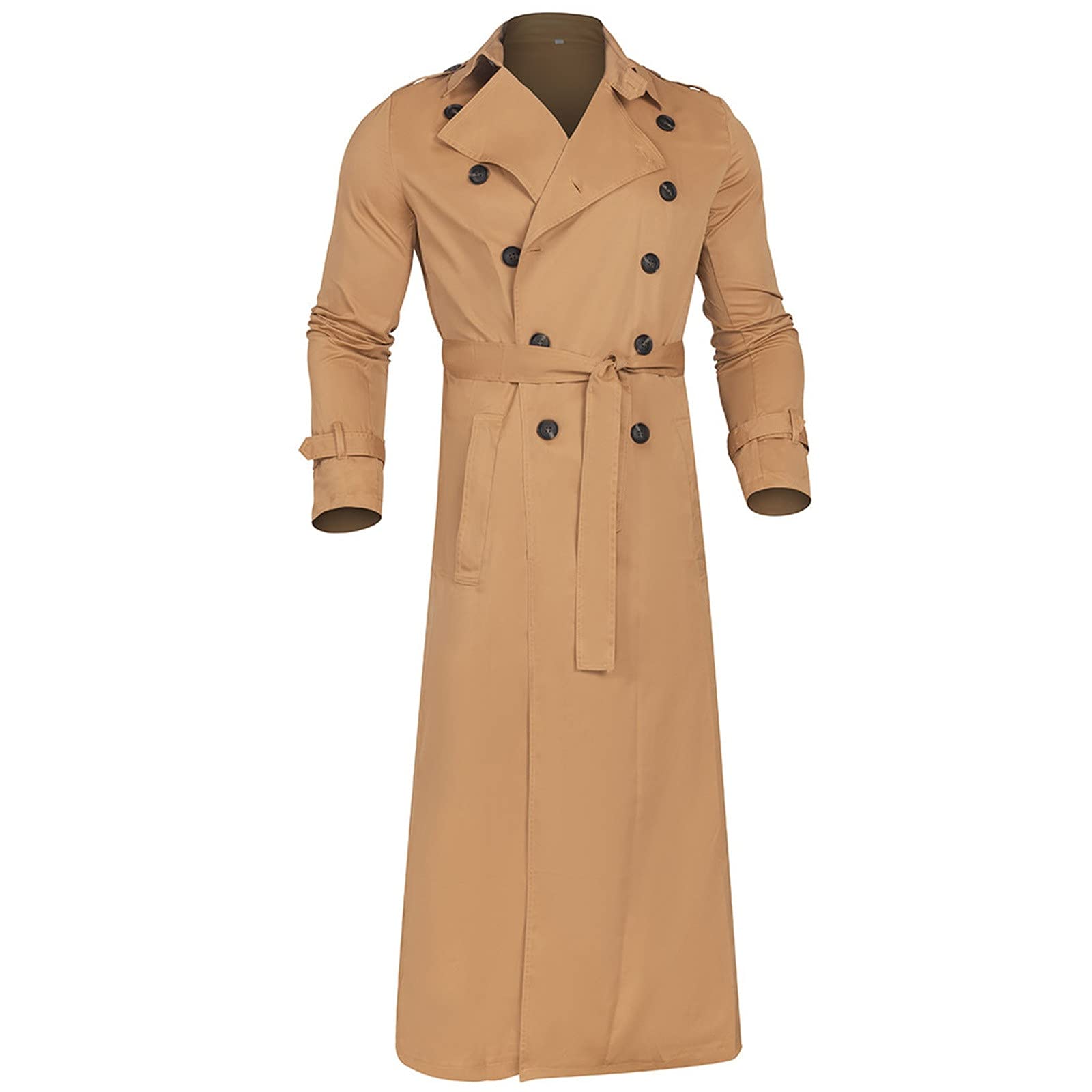 Men's Lightweight Double Breasted Trench Coat - Belted Windbreaker for Outdoor & Work