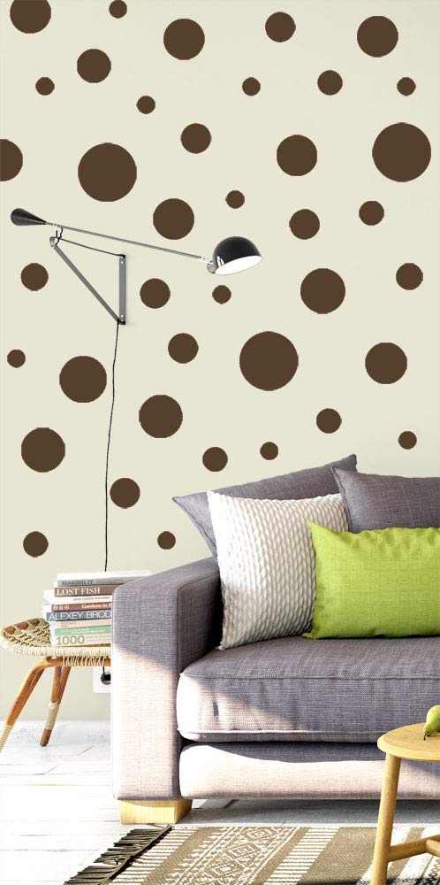 Brown Polka Dot Wall Decals - Peel and Stick Vinyl Wall Stickers for Girls Room, Nursery, Bedroom Decor - Easy DIY Wall Art for Kids Room, Birthday Party, Home Decoration (Brown) - Perfect for Nursery Accent Walls, Playroom Decor, and Birthday Party Backdrops