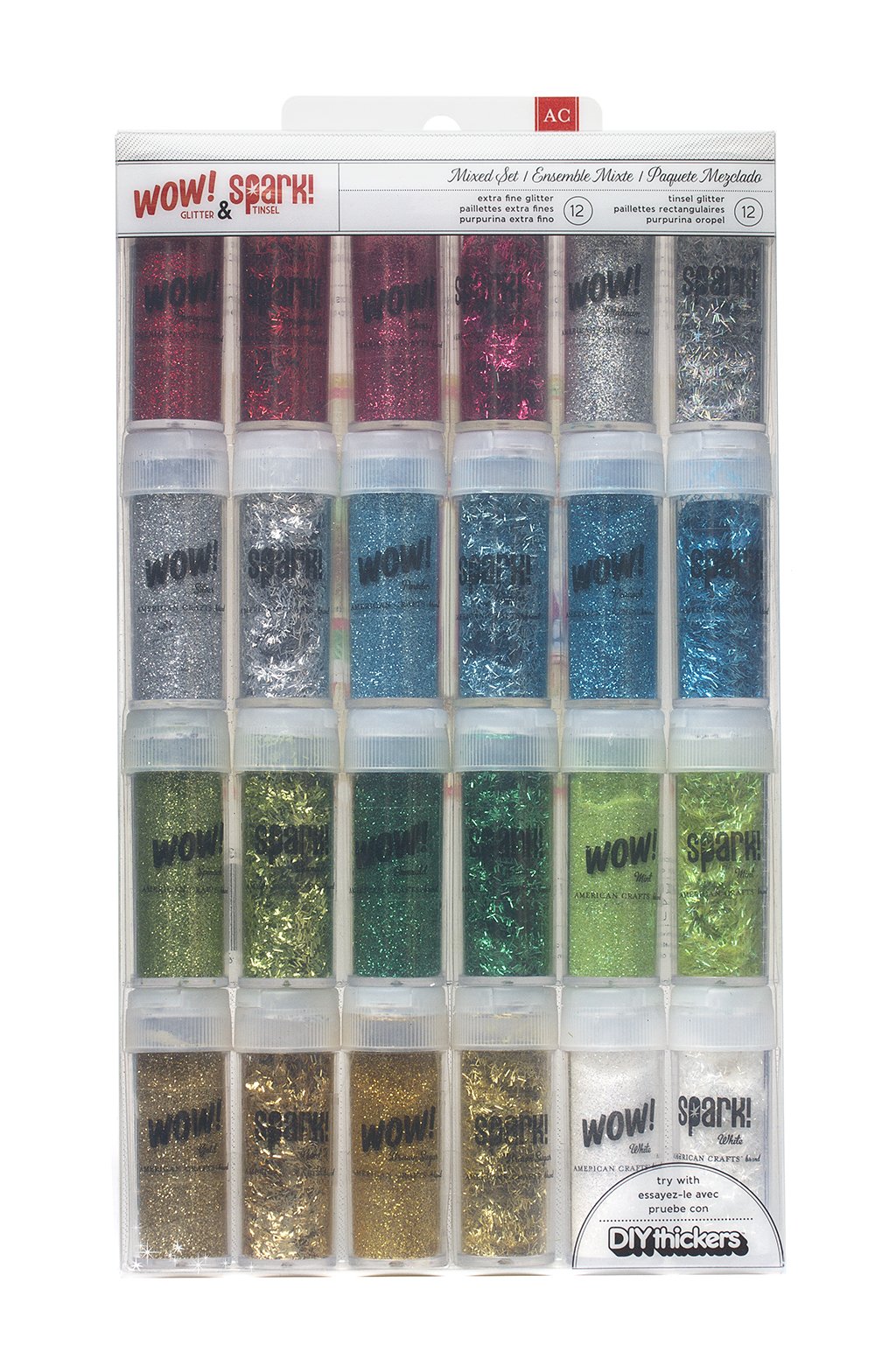 American Crafts Mixed Glitter 24 Pack - Assorted Colors for DIY Crafts, Scrapbooking & Home Decor | Vibrant Sparkle for Art Projects, Cards & Party Decorations