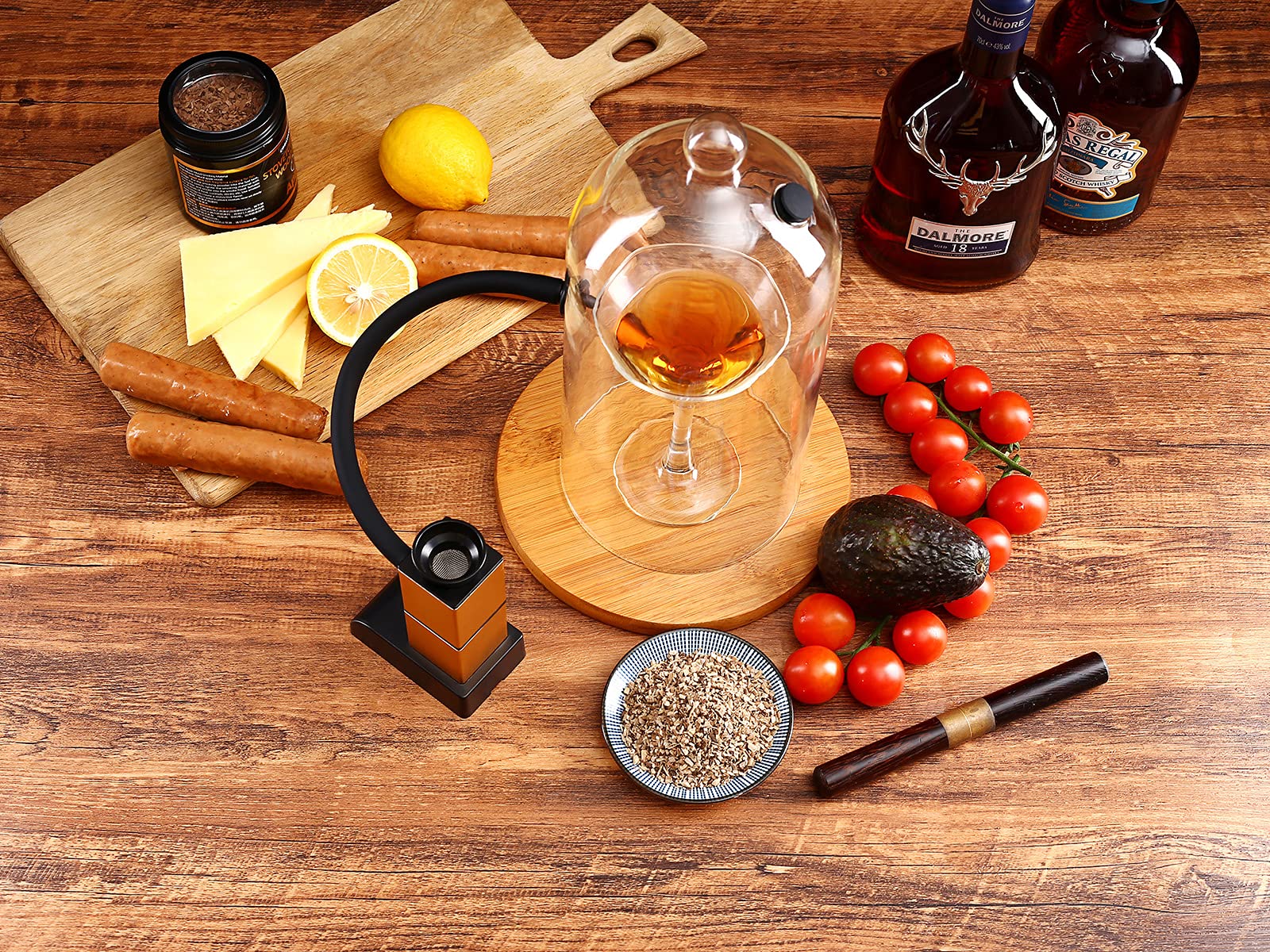 Premium Cold Smoking Gun Kit with Wood Chips & Accessories - Universal Smoker Machine for Cocktails, Drinks, Meats & Food Infusion - Perfect for Home Bars, BBQ Parties & Gourmet Cooking (SG18 Gold)