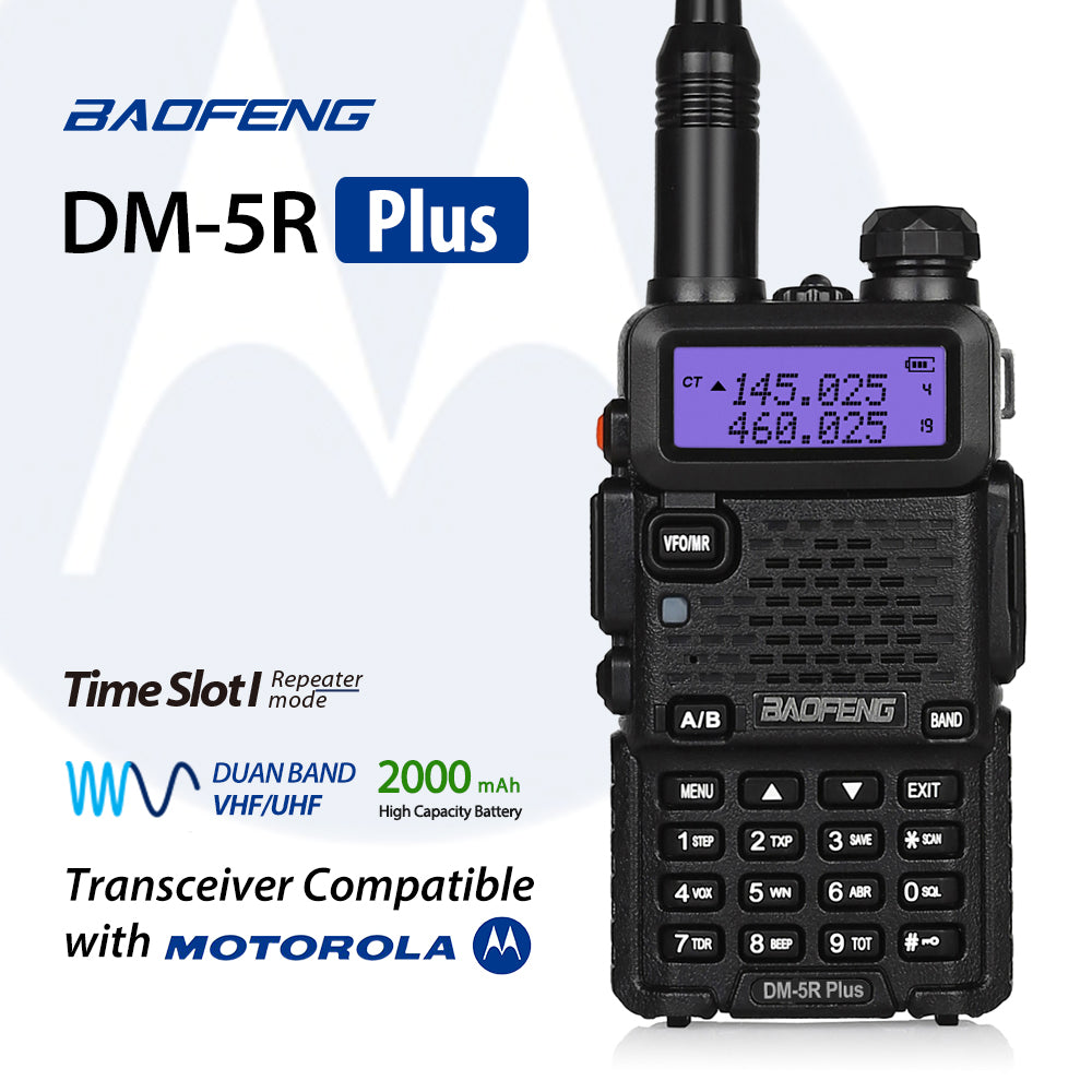 Baofeng DM-5R Plus Dual Band DMR Digital Two-Way Radio Walkie Talkie - Long Range Communication for Outdoor, Construction & Emergency Use