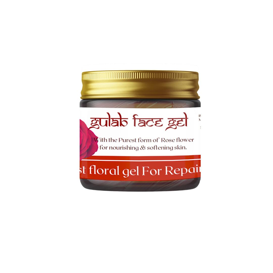 Kasturveda Face Gel for Glowing Skin - 50gm Hydrating Moisturizer with Rose Extract for Oily Skin - Men & Women - Perfect for Daily Skincare Routine & Nighttime Hydration
