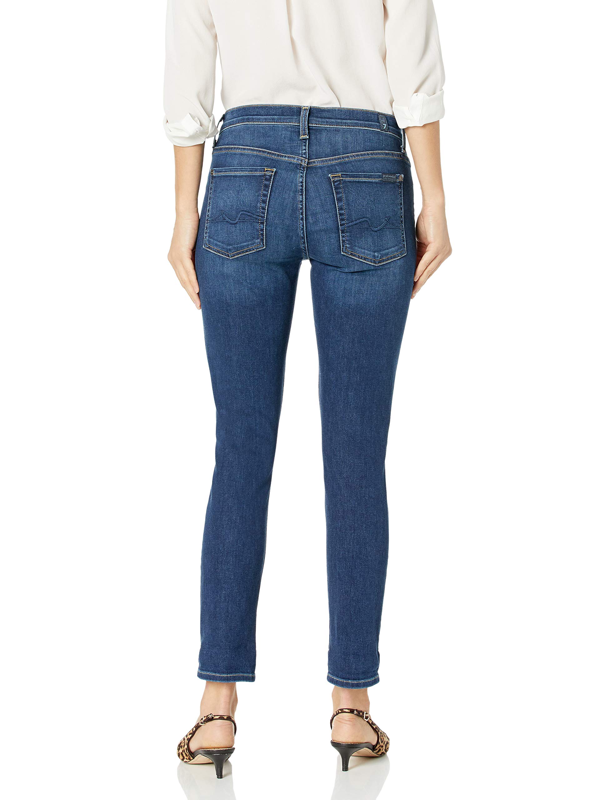 7 For All Mankind Women's Destroyed Josefina Boyfriend Mid Rise Jeans - Distressed Denim for Casual Wear & Everyday Outfits