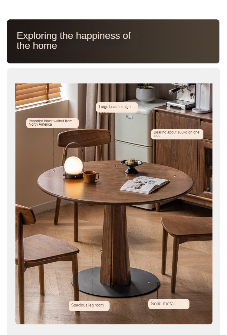 Premium Black Walnut Solid Wood Round Dining Table - 42 Inch Natural Wooden Table for Kitchen, Dining Room & Farmhouse Decor - Perfect for Family Gatherings & Dinner Parties