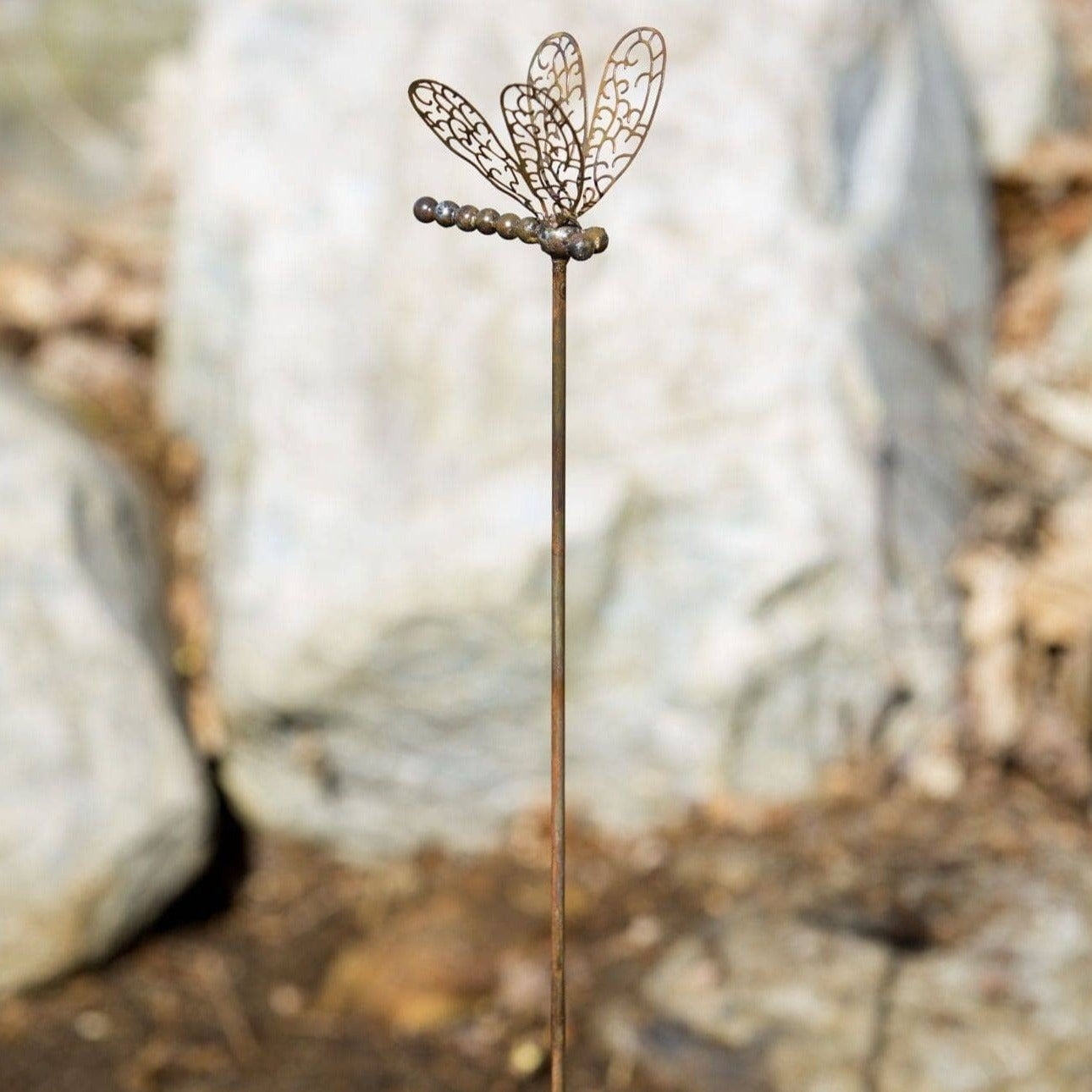 Handcrafted Openwork Dragonfly Garden Stake - Elegant Metal Yard Decor for Outdoor Flower Beds, Patio & Lawn Landscaping