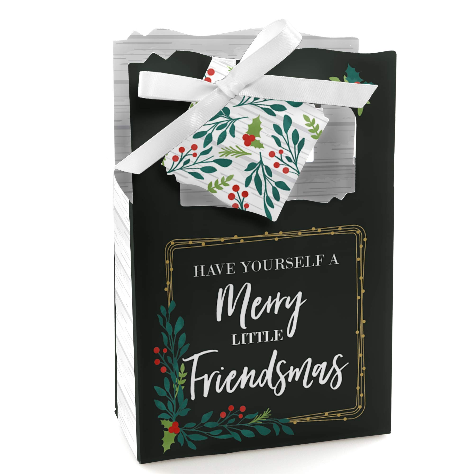 Rustic Merry Friendsmas Christmas Party Favor Boxes - Set of 12 - Perfect for Holiday Celebrations, Gift Exchanges & Festive Gatherings