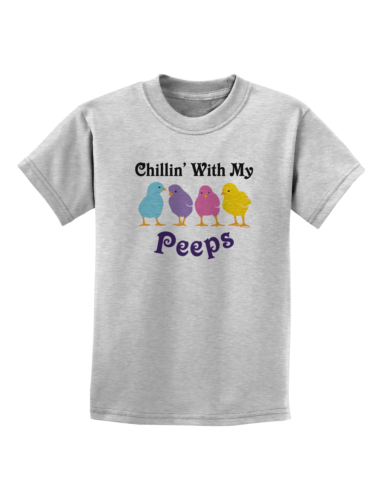 TooLoud Chillin with My Peeps Kids Graphic T-Shirt - Fun Casual Cotton Tee for Boys & Girls - Perfect for Playdates, School & Family Outings