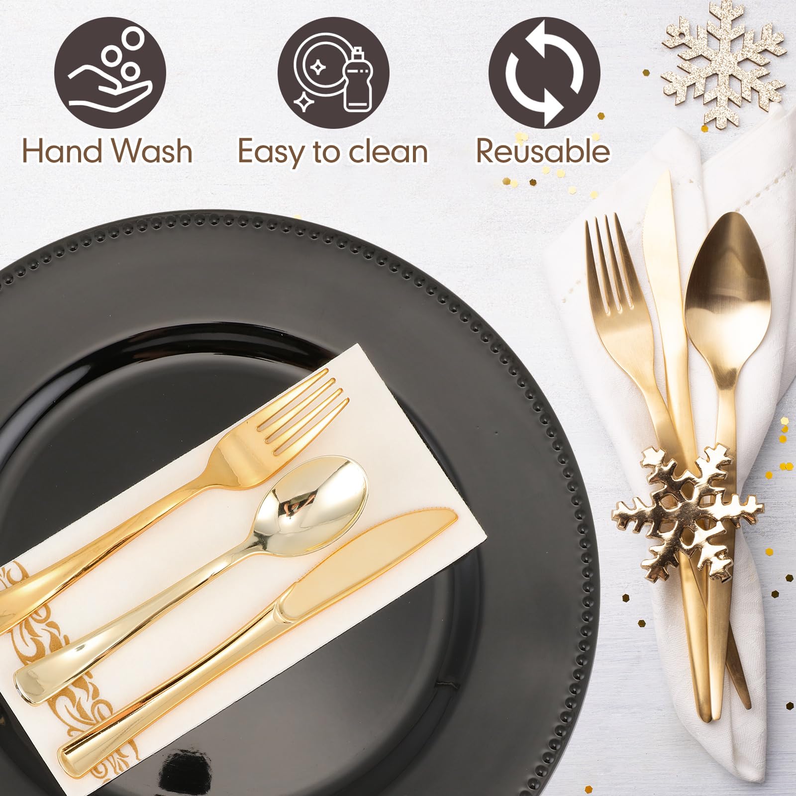 Dandat 50-Pack 13-Inch Plastic Round Charger Plates with Beaded Rim - Reusable Decorative Dinner Plates for Wedding, Party & Formal Events - Elegant Black Table Setting for Banquets, Catering & Home Dining