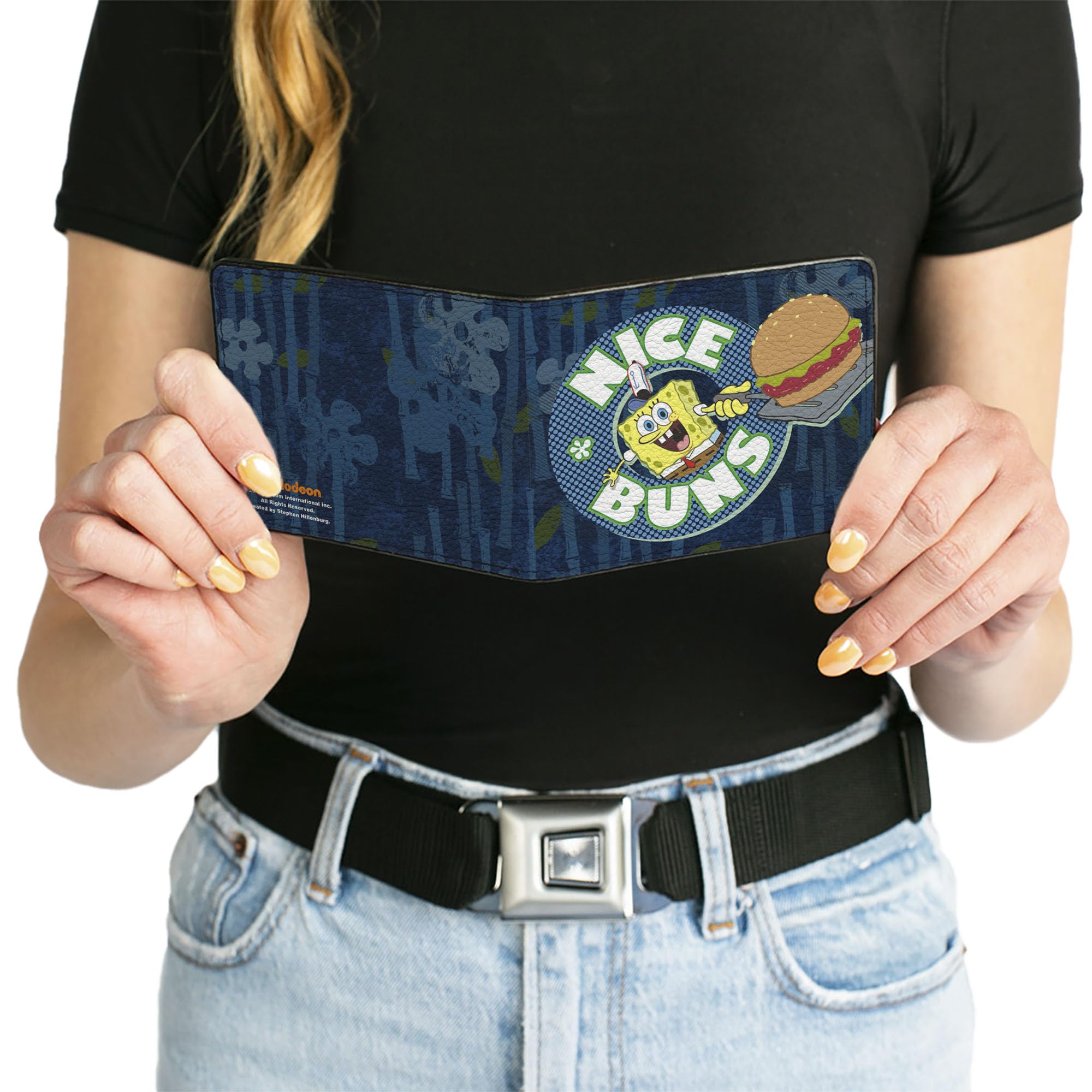 SpongeBob SquarePants Men's Bifold Wallet - Pu Leather Spongebob Nice Buns Design, Multicolor (4.0