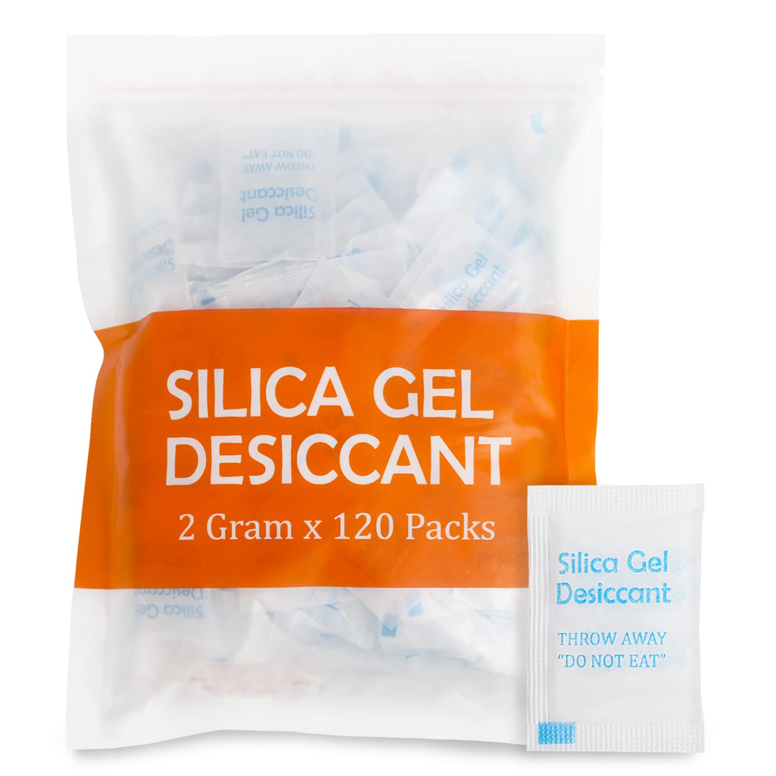 2 Gram [120 Packets] Silica Gel Desiccant Packs - Moisture Absorbent for Spices, Jewelry, Shoes, Electronics & Food Storage | Food Safe & Reusable | Perfect for Closets, Storage Boxes & Travel Bags