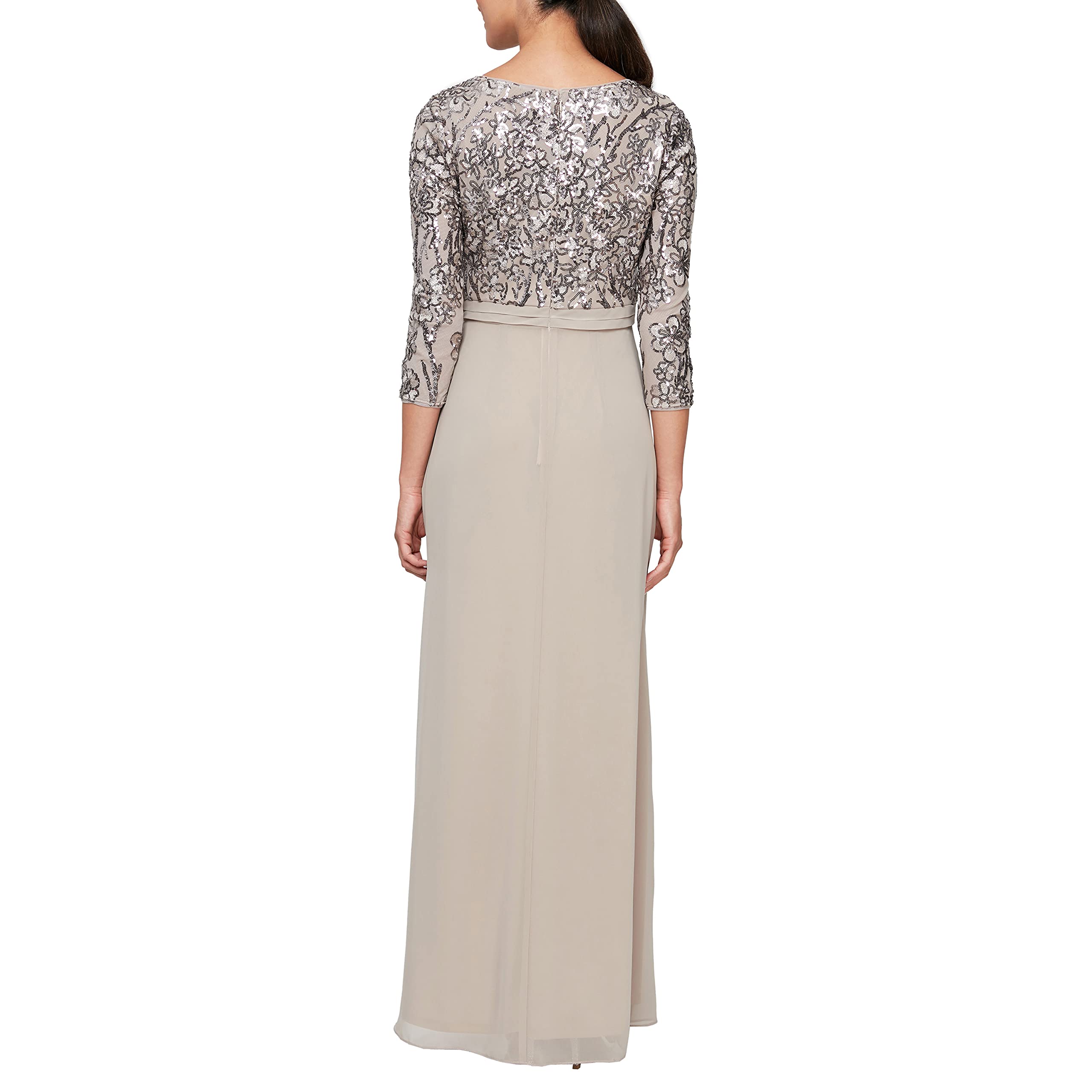 Alex Evenings Women's Long Lace Top Empire Waist Dress - Elegant Formal Gown for Weddings, Prom & Evening Events
