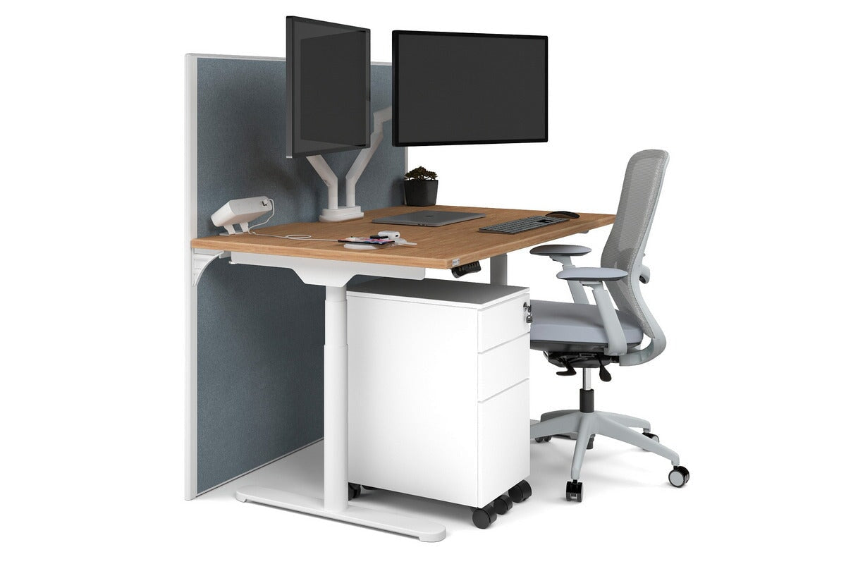 Flexi Premium Height Adjustable Single Workstation Desk - 1200L x 800W with Cable Management Scallop | Ergonomic Standing Desk for Home Office & Workspace