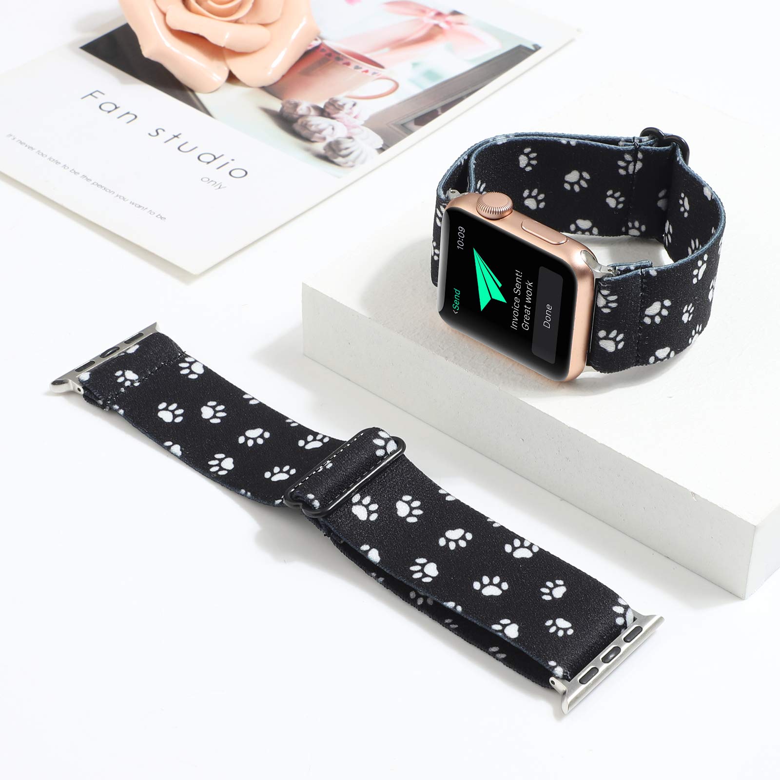 Adjustable Nylon Elastic Watch Band for Apple Watch 38mm 40mm 41mm - Stretchy Loop Replacement Strap Compatible with iWatch Series 9/8/7/6/5/4/3/2/1 - Perfect for Women's Fitness, Workouts & Everyday Wear