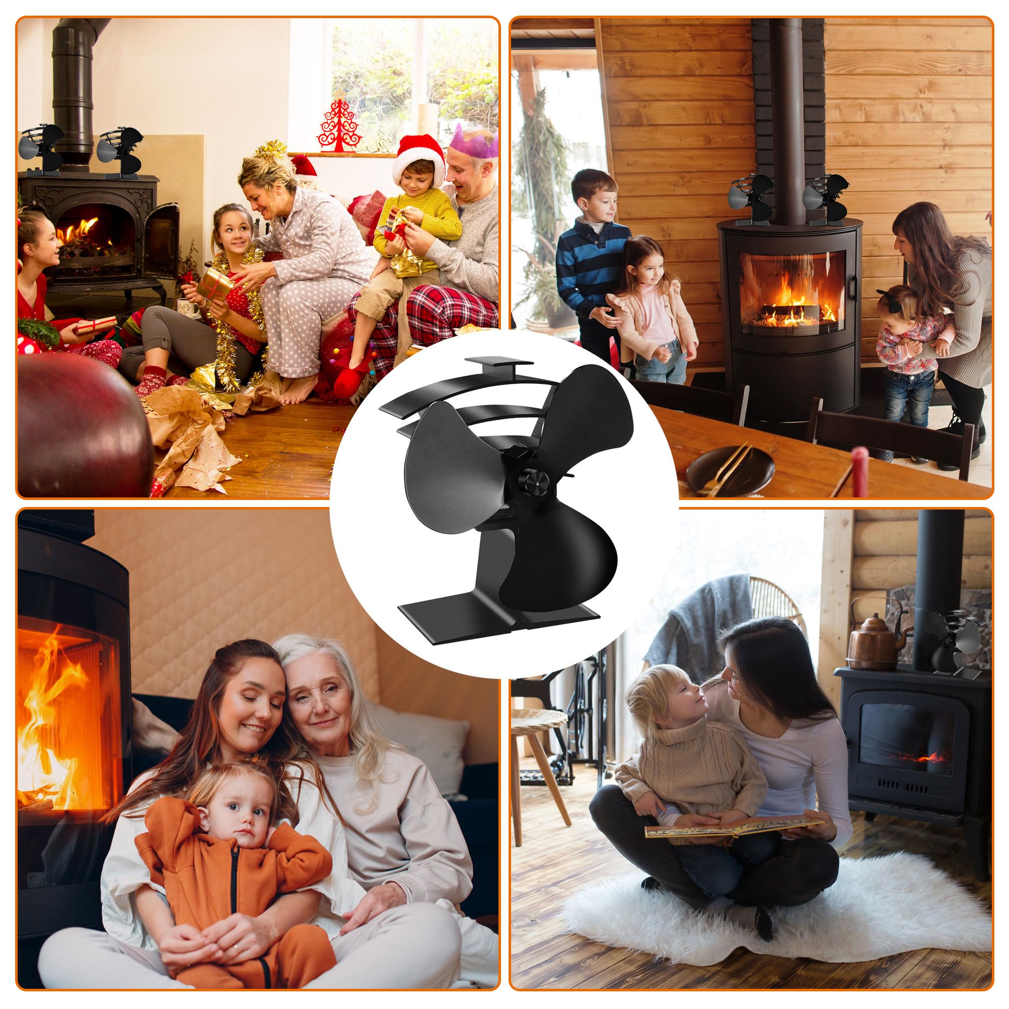 **3 Blade Wood Stove Fan - Heat Powered Fireplace Fan with Bracket - Eco-Friendly Thermoelectric Thermal Fan for Pellet Stove, Wood Burner & Fireplace - Perfect for Heating Efficiency & Cozy Home Ambiance**